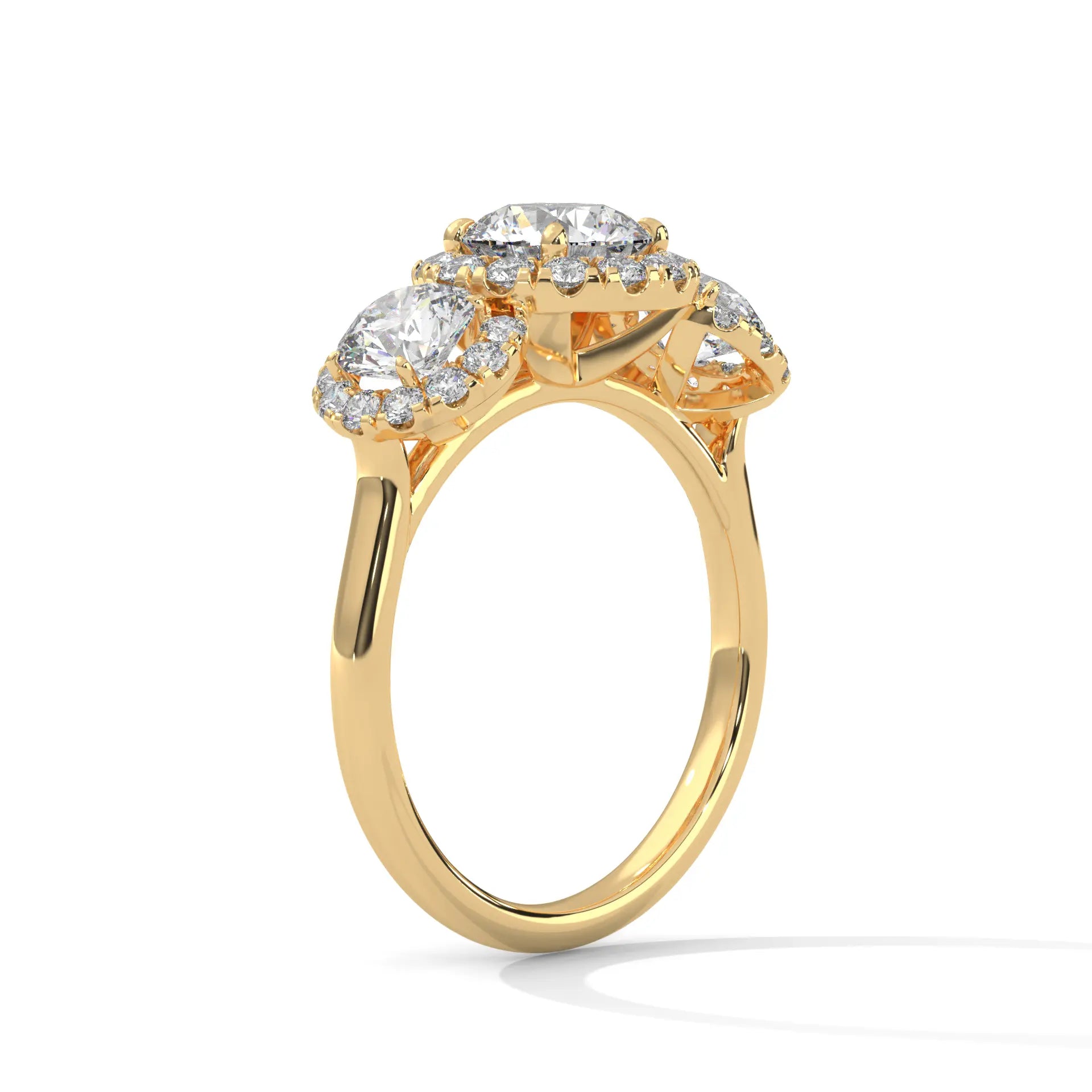 MJBS9 - Trilogy Center Stone Pavé Border Wedding Band