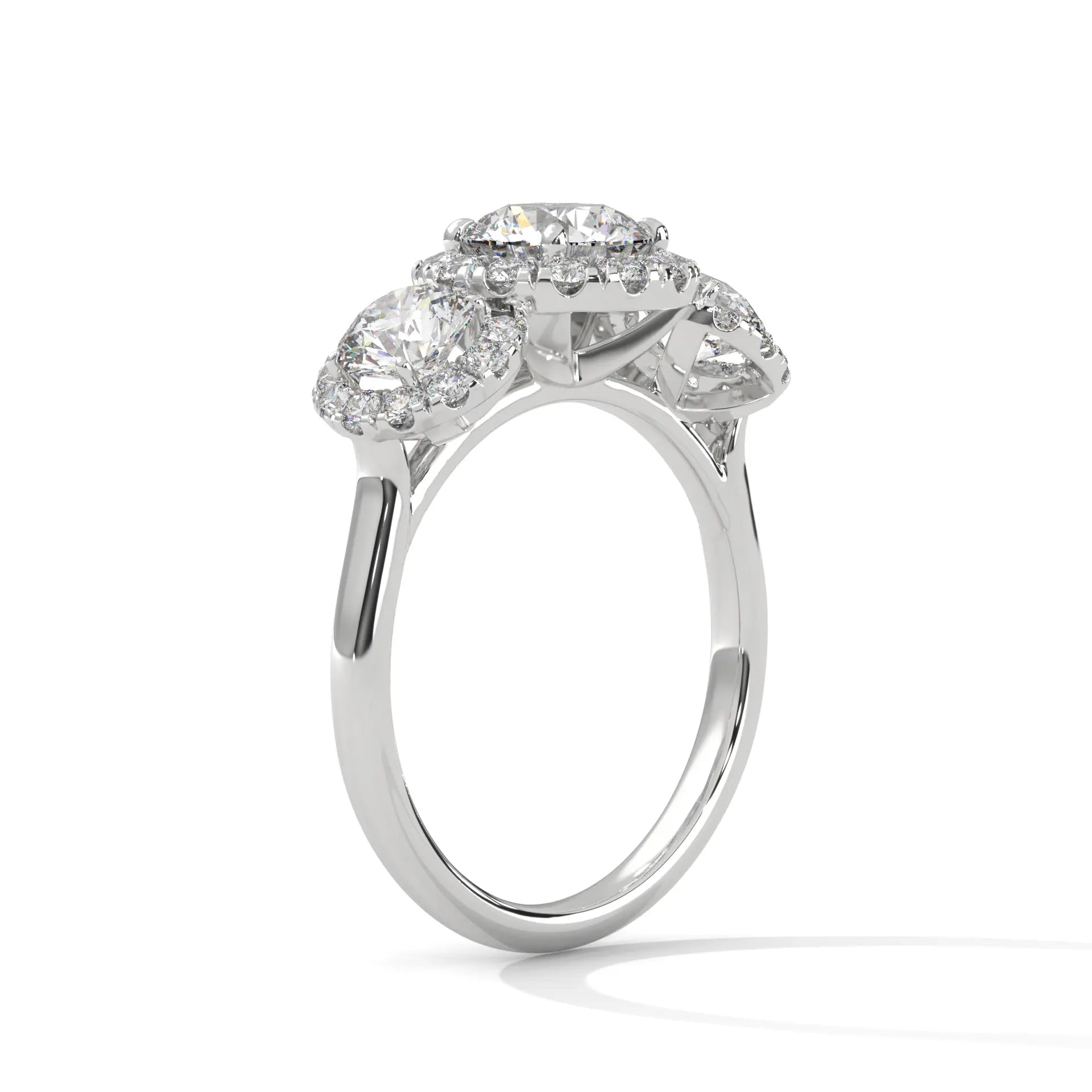 MJBS9 - Trilogy Center Stone Pavé Border Wedding Band