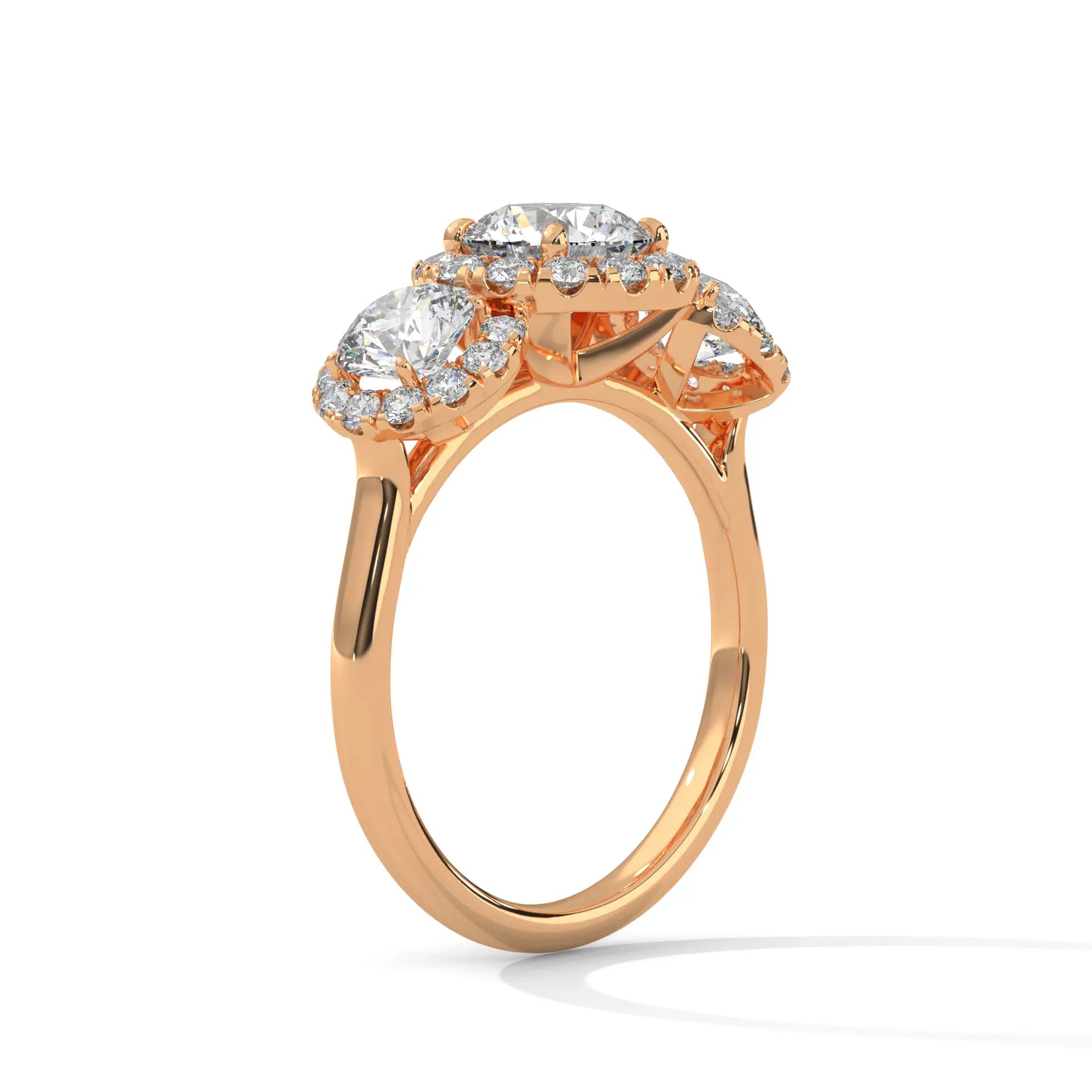 MJBS9 - Trilogy Center Stone Pavé Border Wedding Band