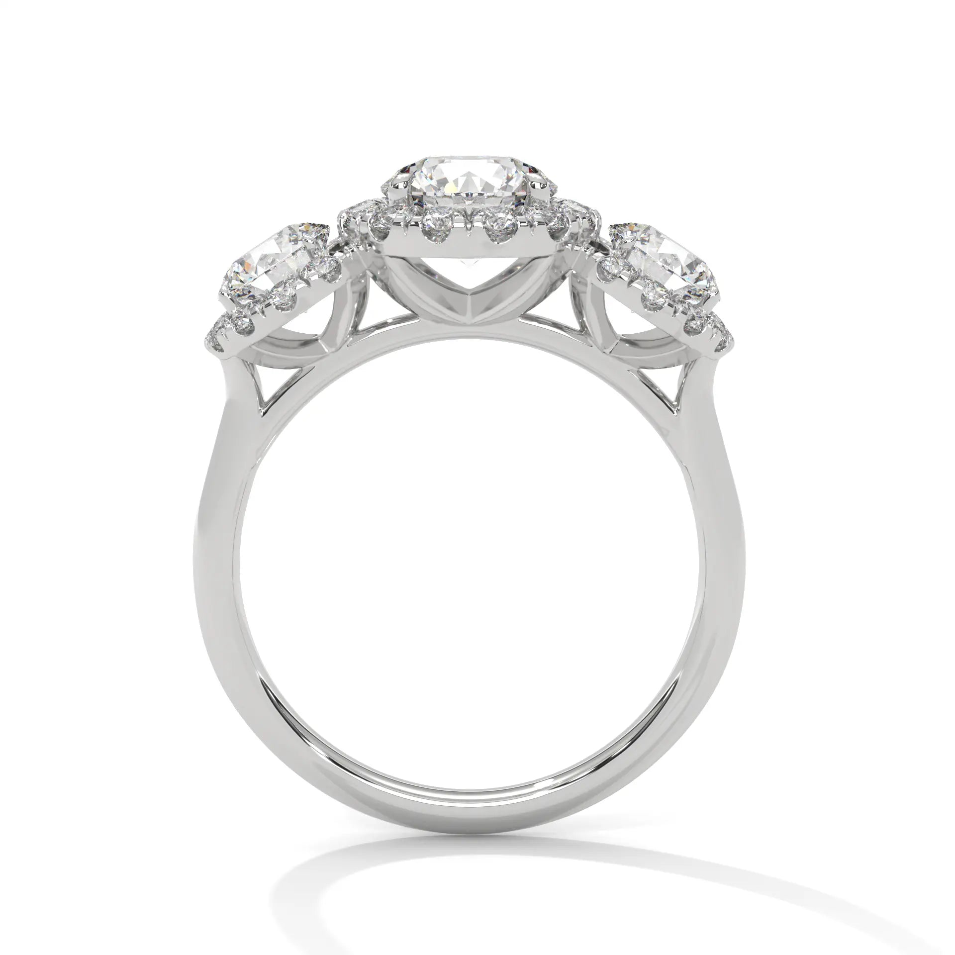 MJBS9 - Trilogy Center Stone Pavé Border Wedding Band