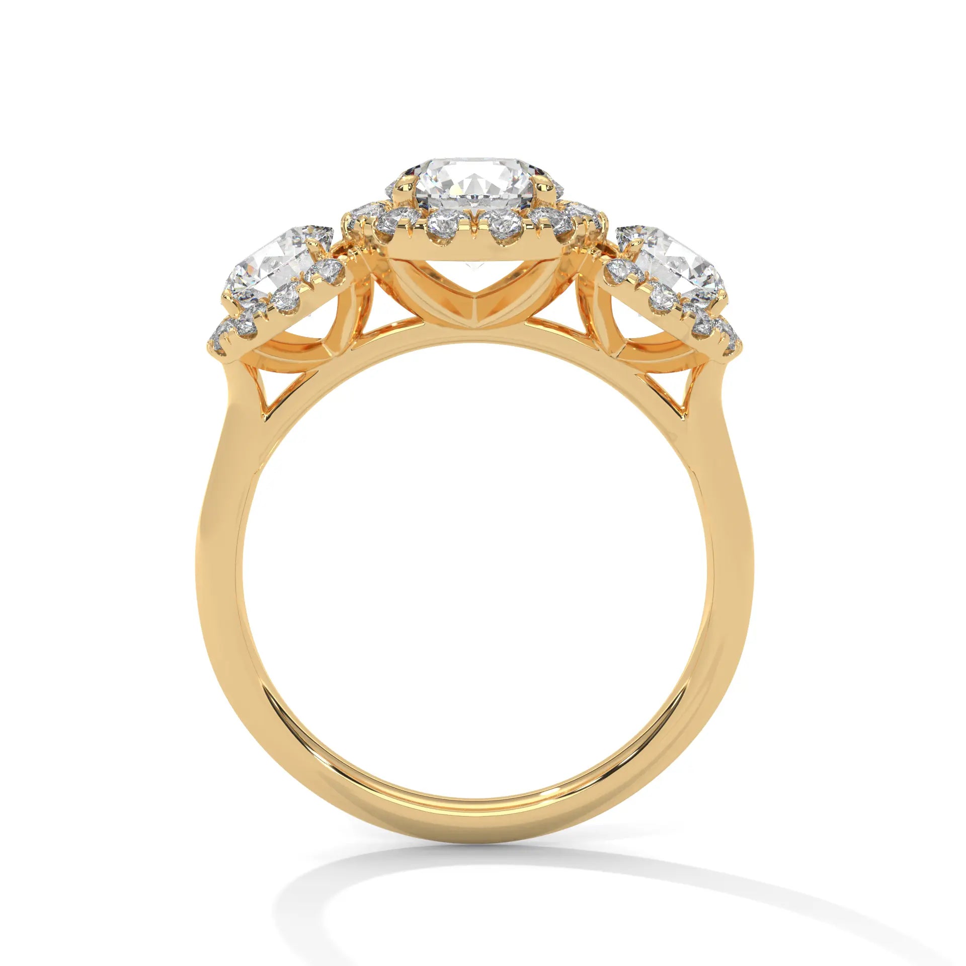 MJBS9 - Trilogy Center Stone Pavé Border Wedding Band