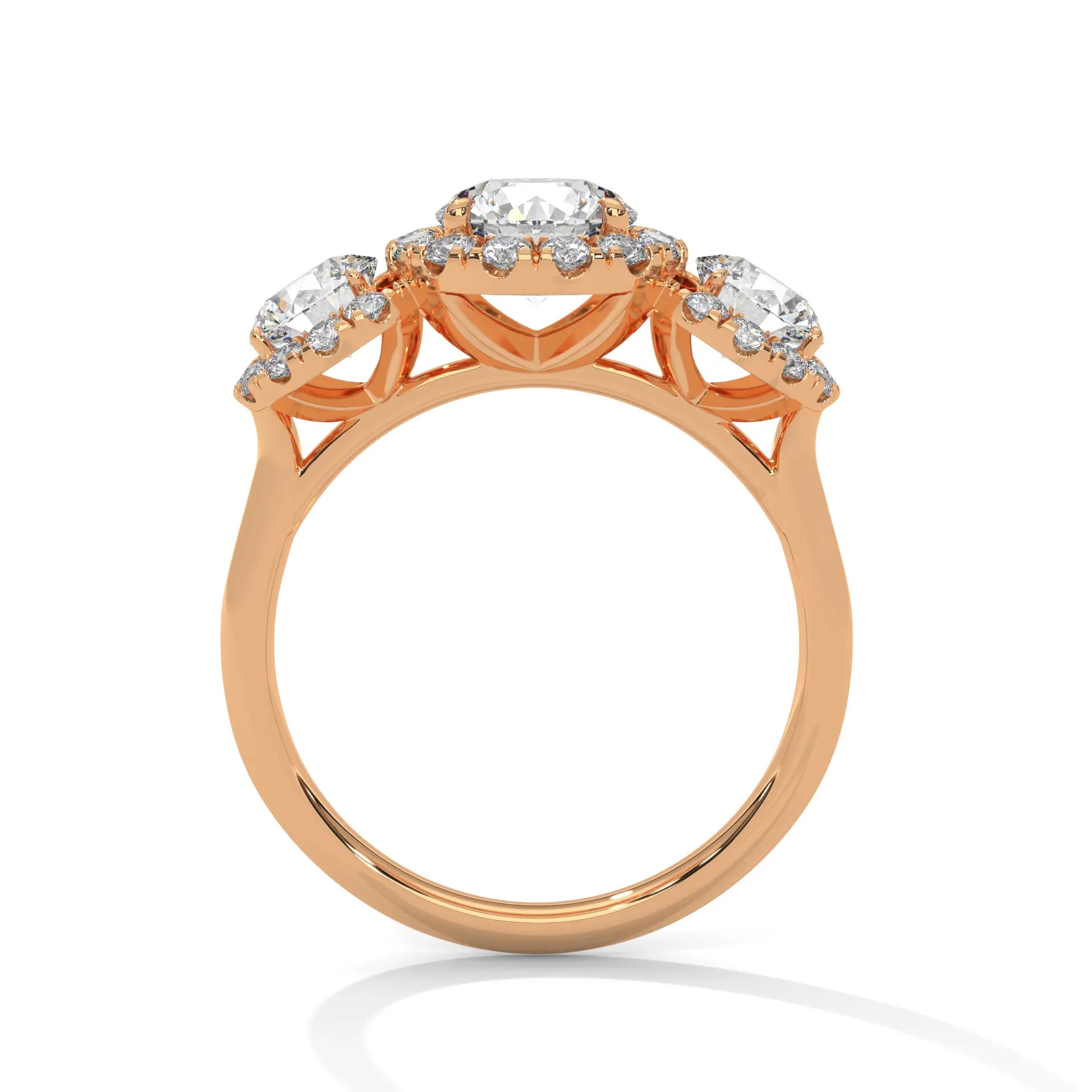 MJBS9 - Trilogy Center Stone Pavé Border Wedding Band