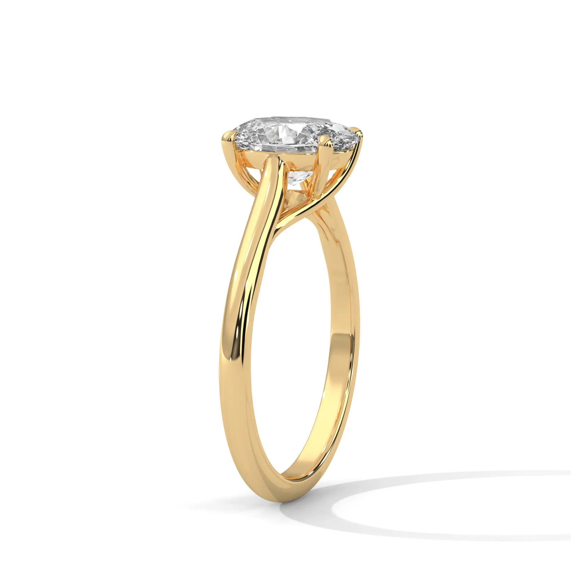 MJBS7 - Oval Solitaire Engagement Ring with Polished Band