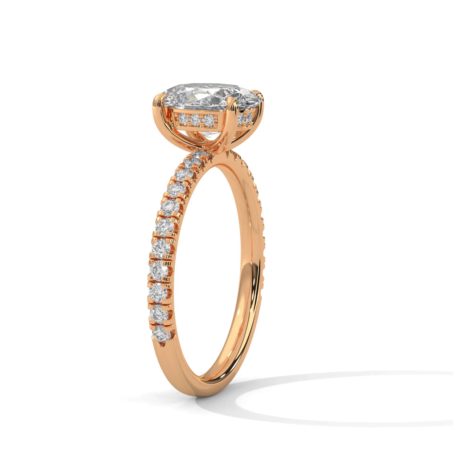 MJBS31 - Oval Cut Pavé Solitaire with Hidden Halo