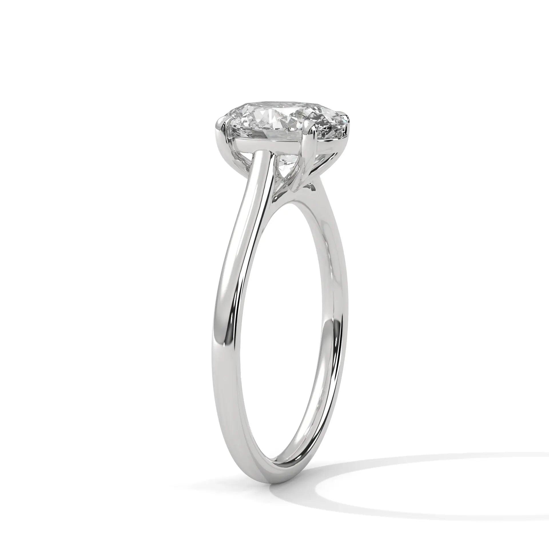 MJBS22 - Oval Solitaire Engagement Ring with Polished Band
