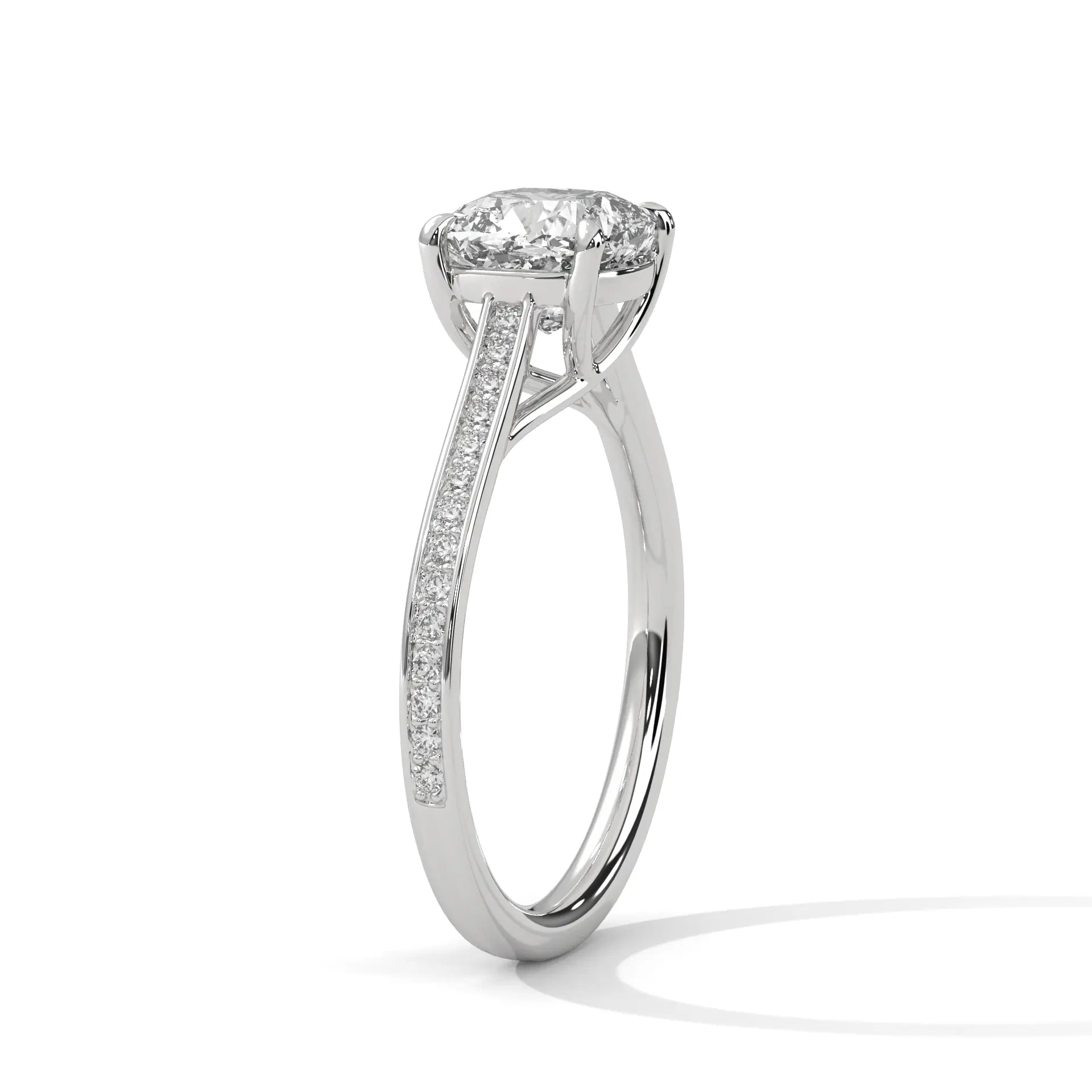 MJBS20 - Cushion Cut Solitaire Engagement Ring with Delicate Accents