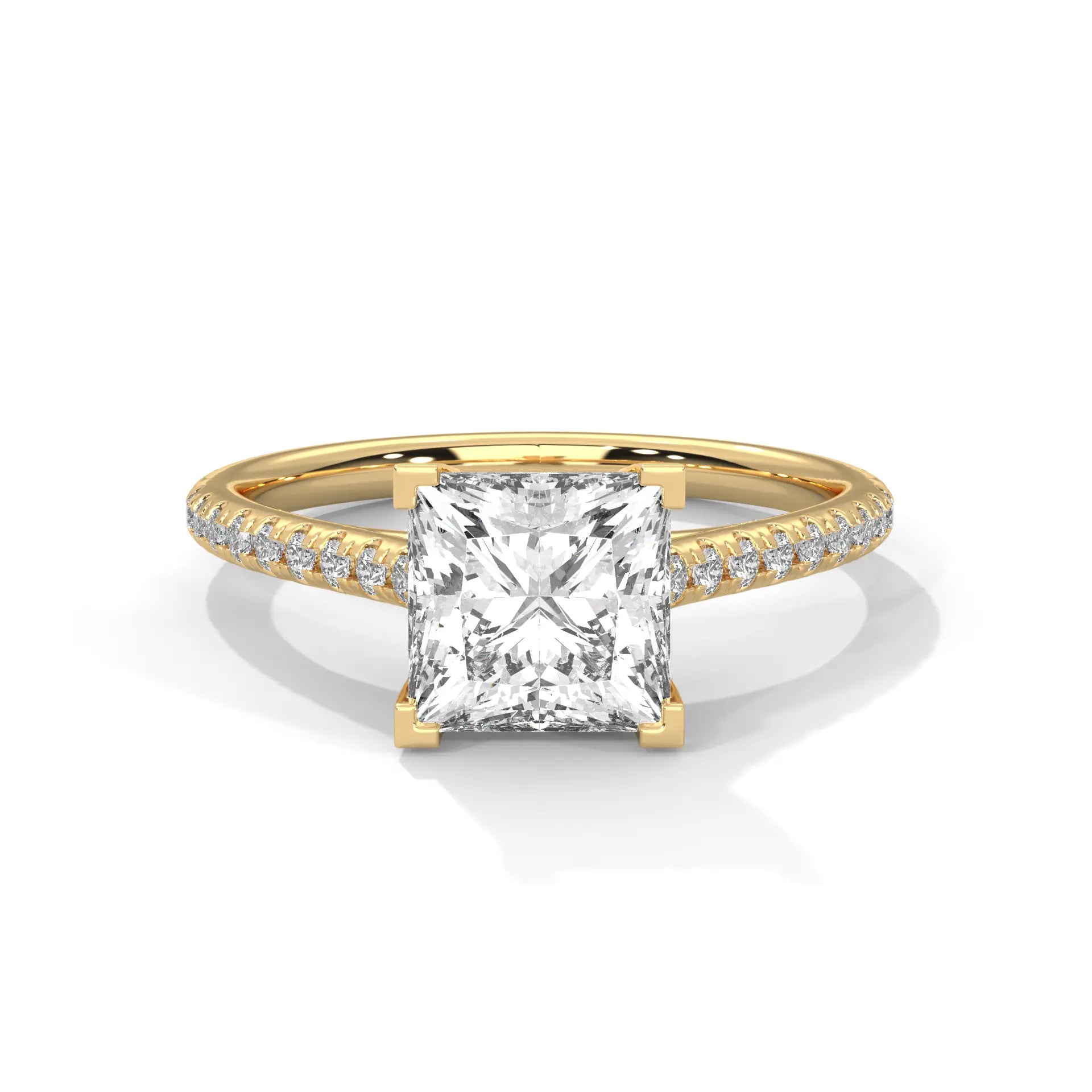 MJBS10 - Princess Cut Delicate Pavé Prong-Set Solitaire