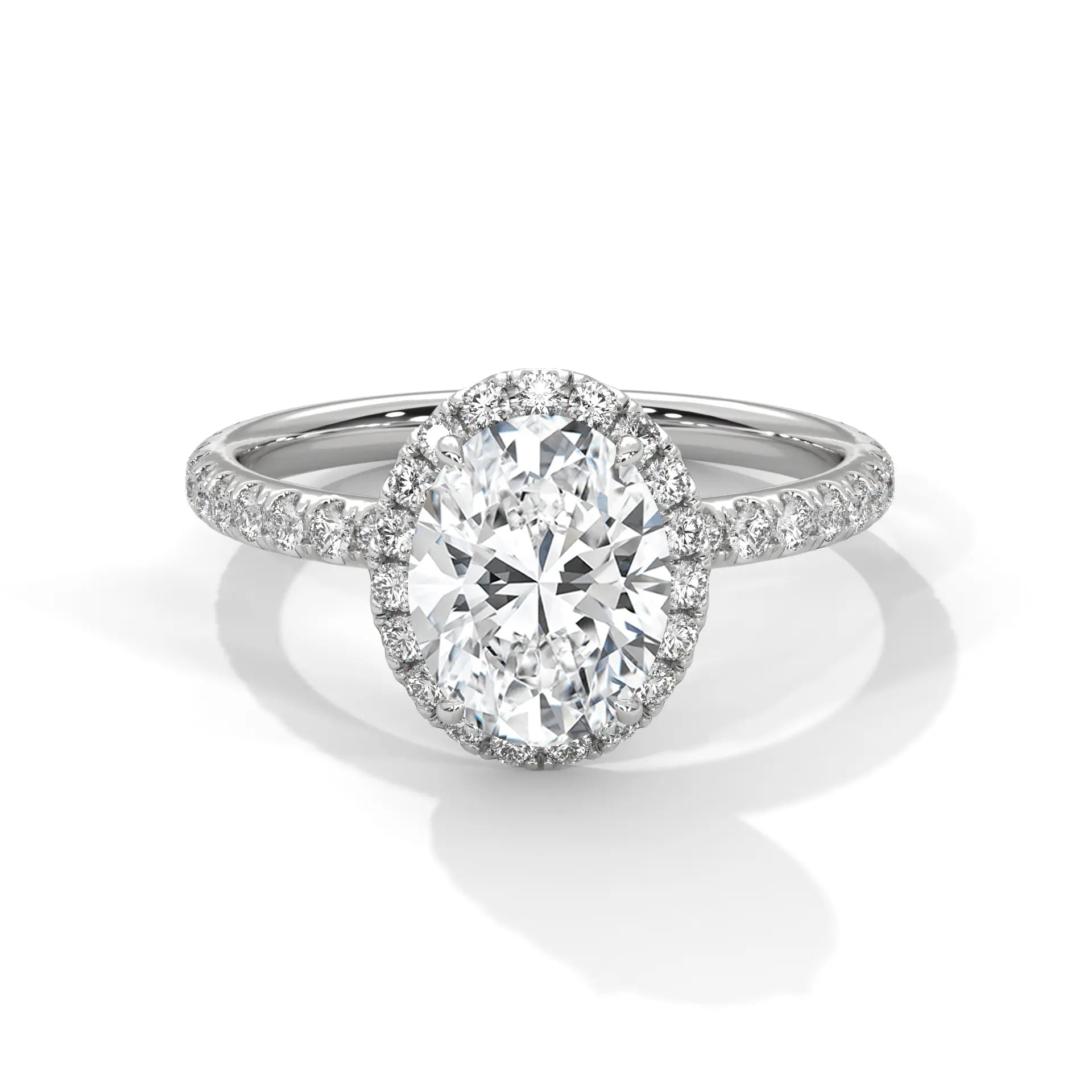 MJBS41 - Oval Cut French Pavé Halo Engagement Ring