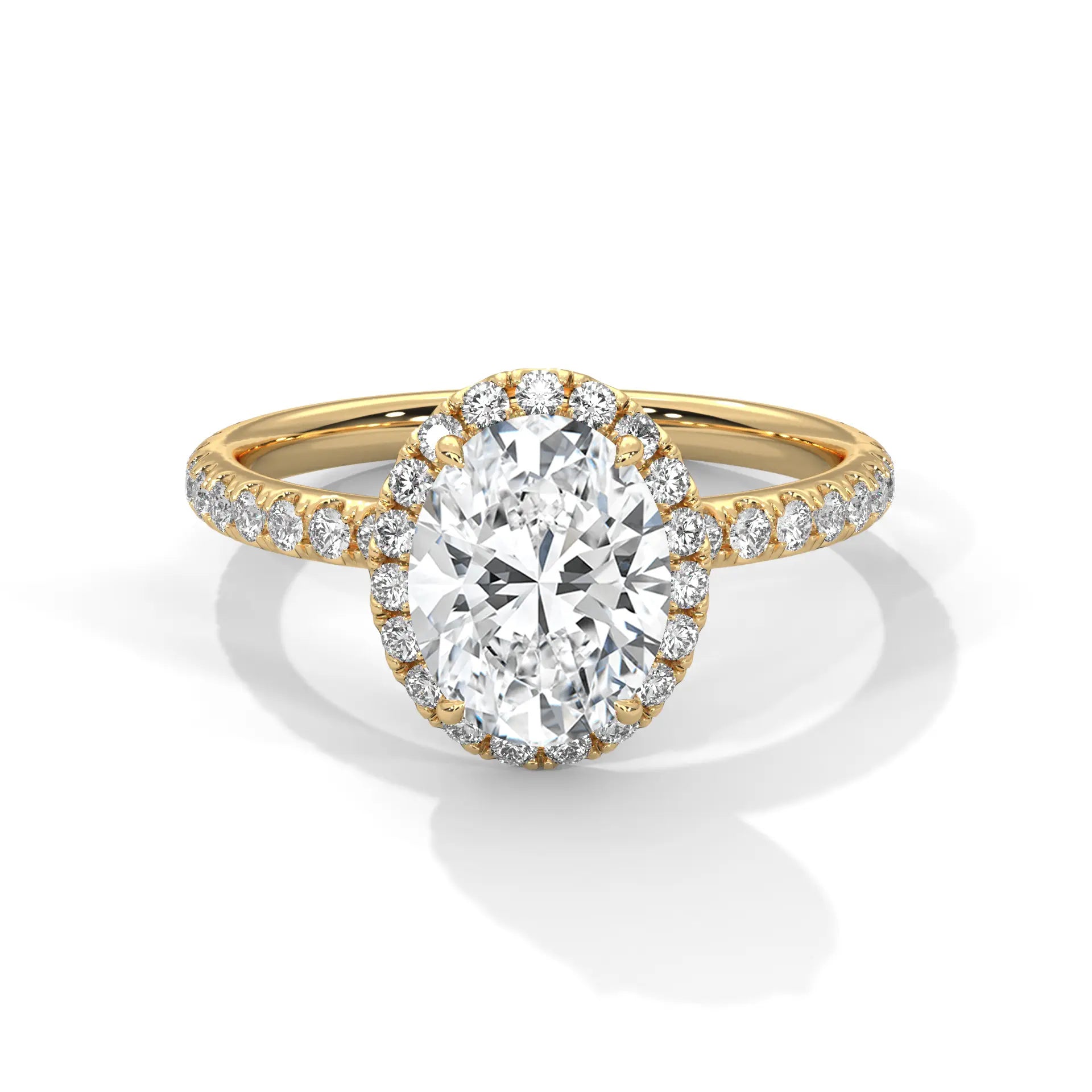MJBS41 - Oval Cut French Pavé Halo Engagement Ring