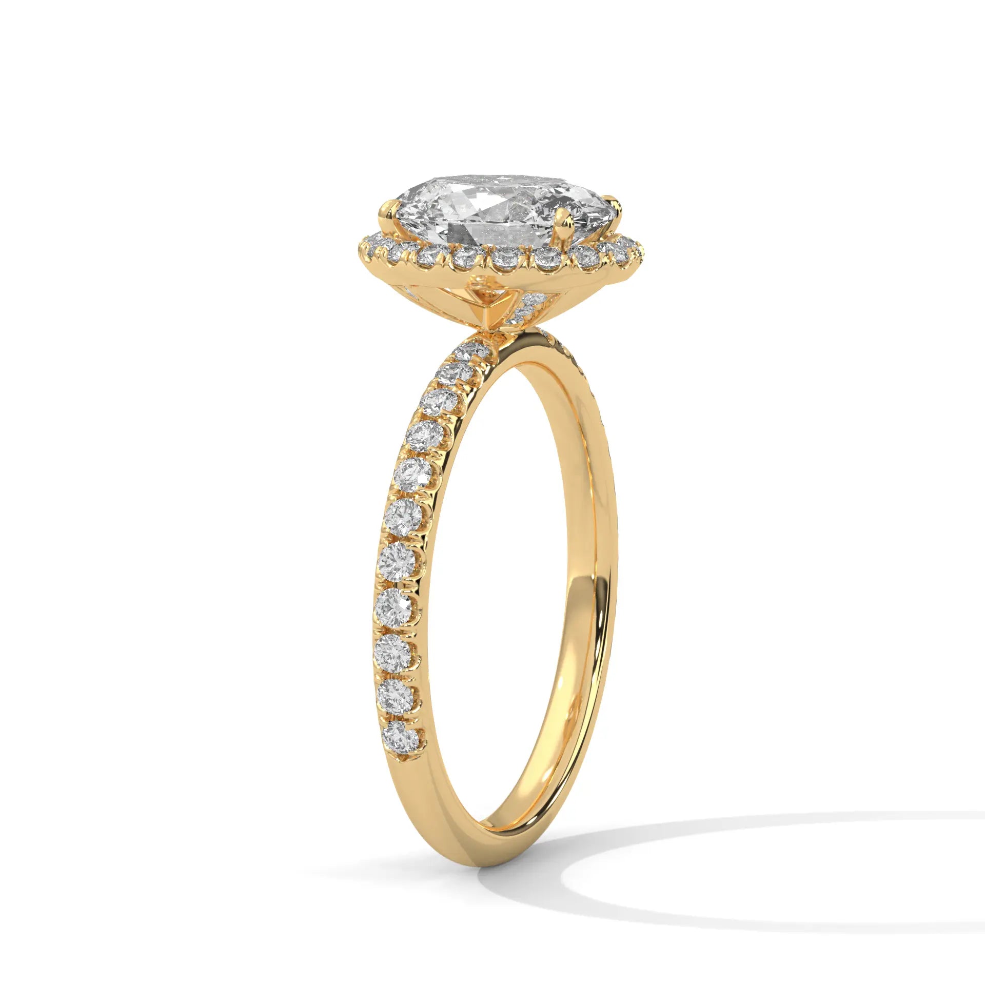 MJBS41 - Oval Cut French Pavé Halo Engagement Ring