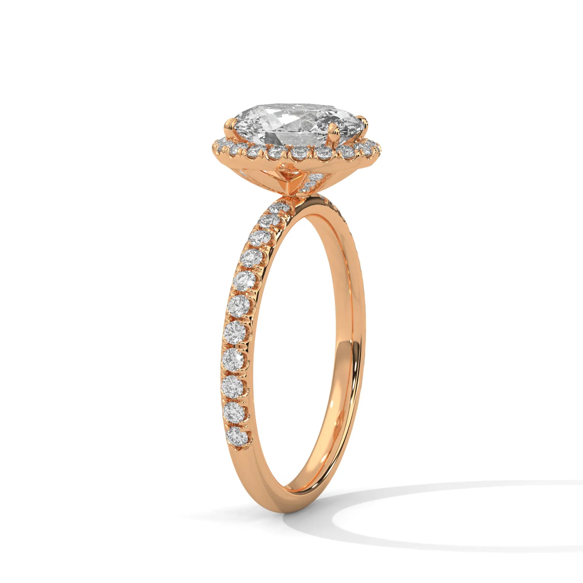 MJBS41 - Oval Cut French Pavé Halo Engagement Ring
