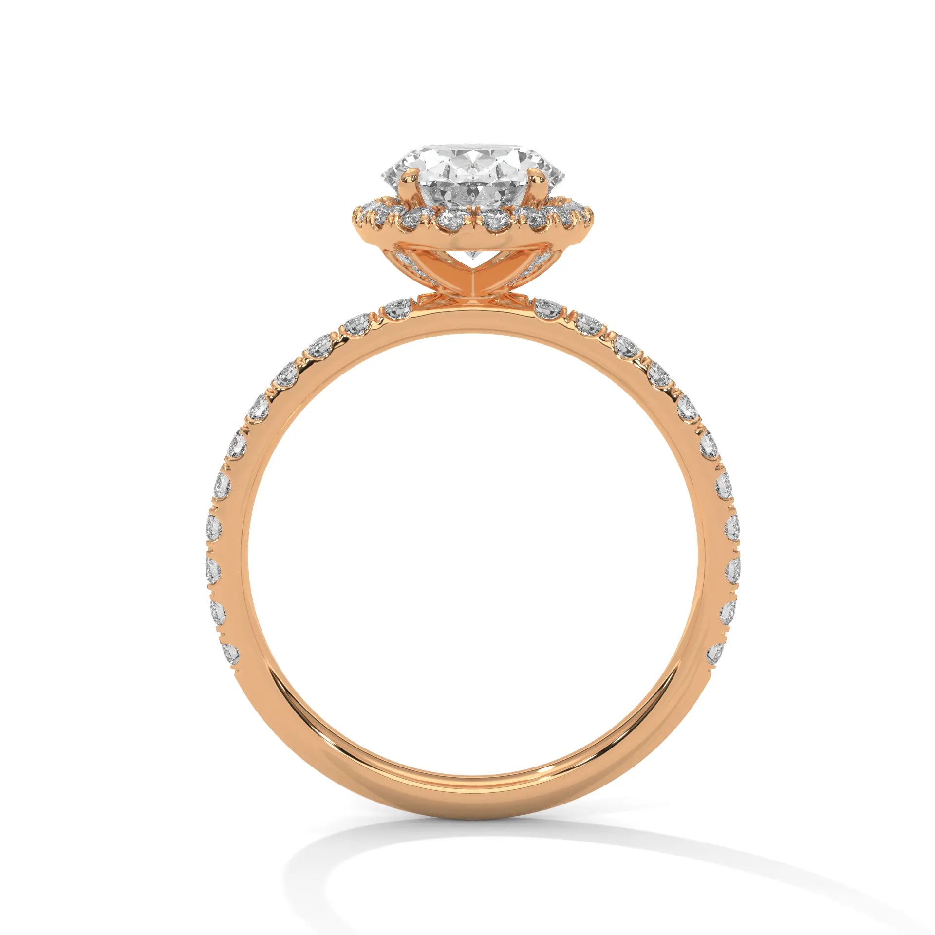 MJBS41 - Oval Cut French Pavé Halo Engagement Ring