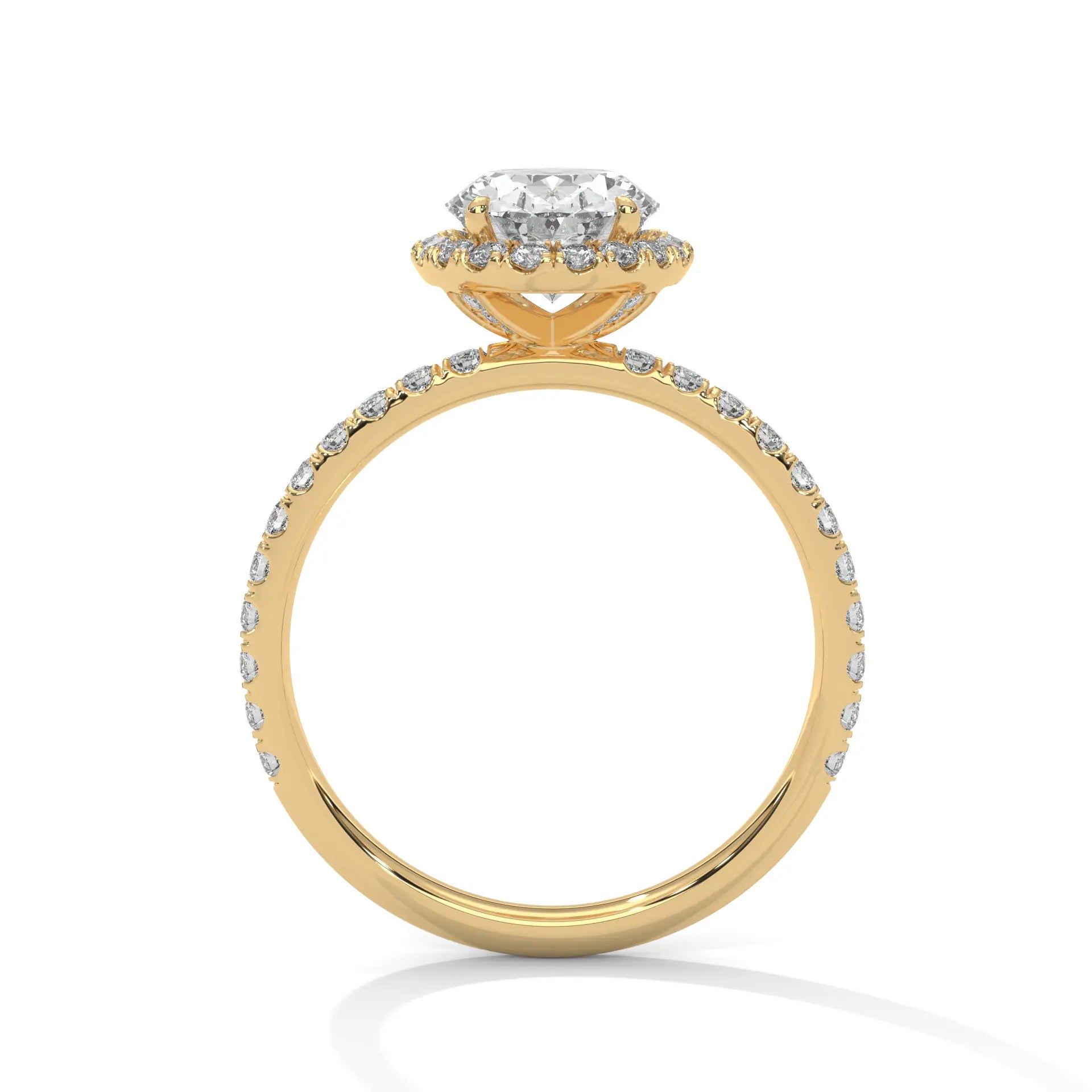 MJBS41 - Oval Cut French Pavé Halo Engagement Ring