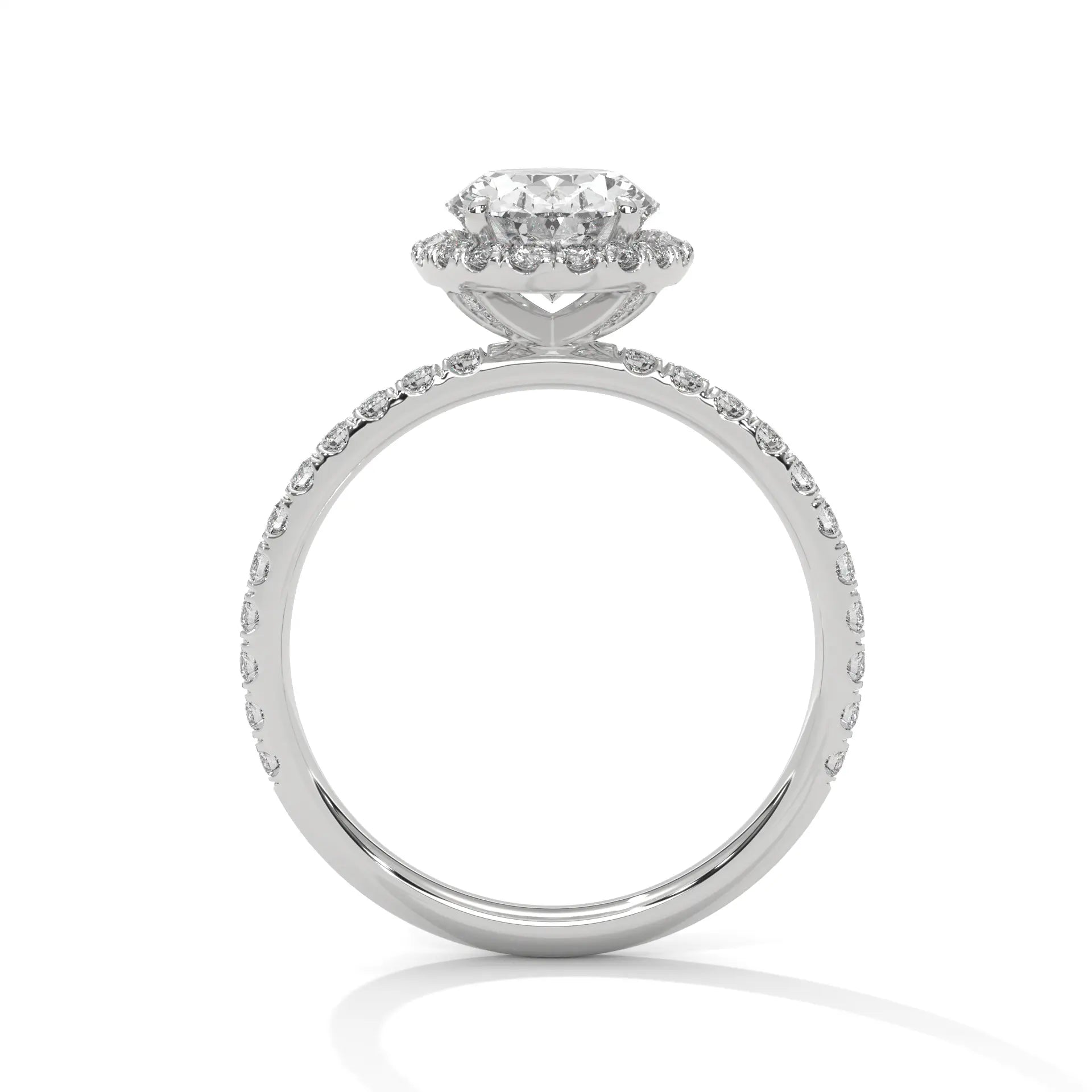 MJBS41 - Oval Cut French Pavé Halo Engagement Ring