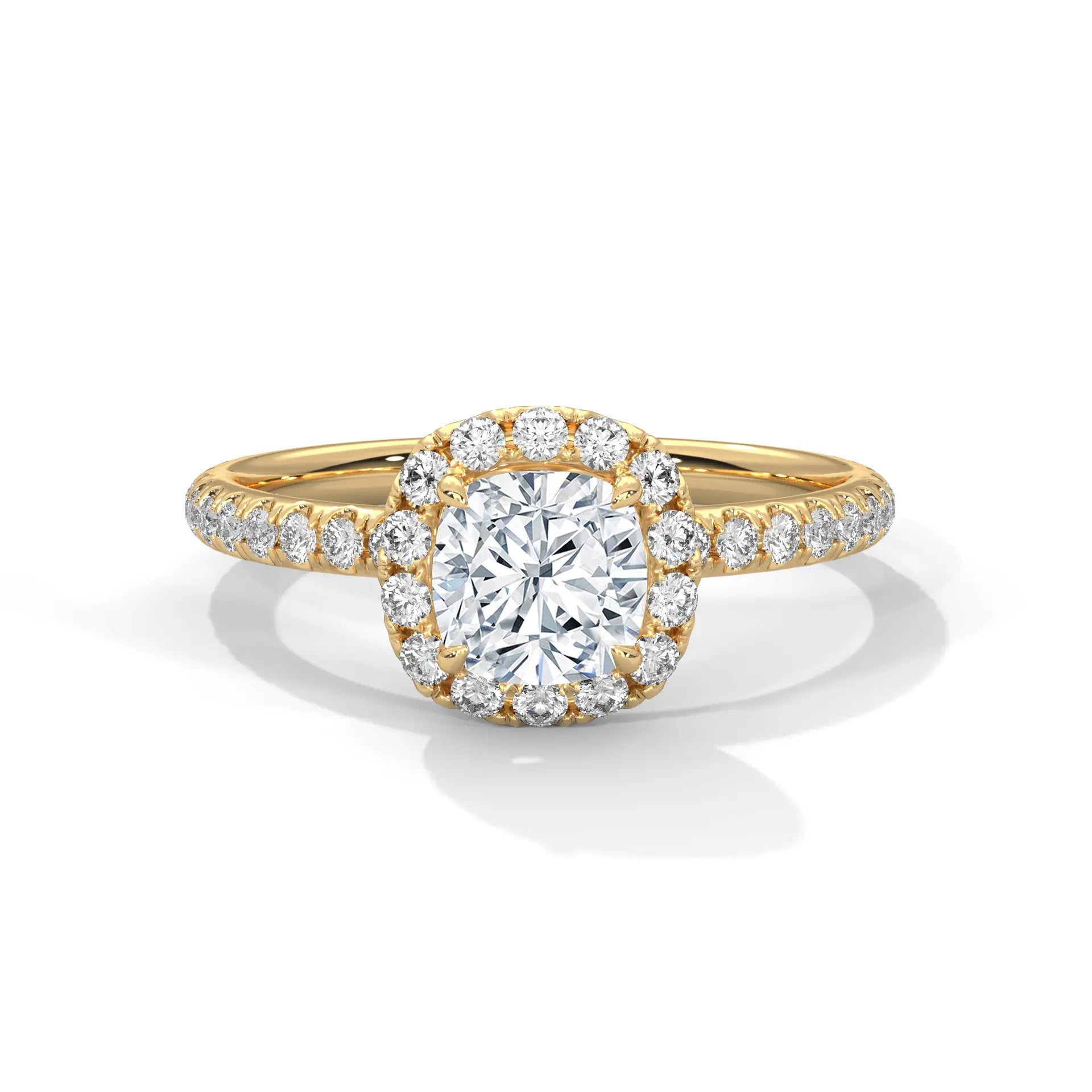 MJBS42 - Brilliant Cushion Center Stone Shimmering Border Band