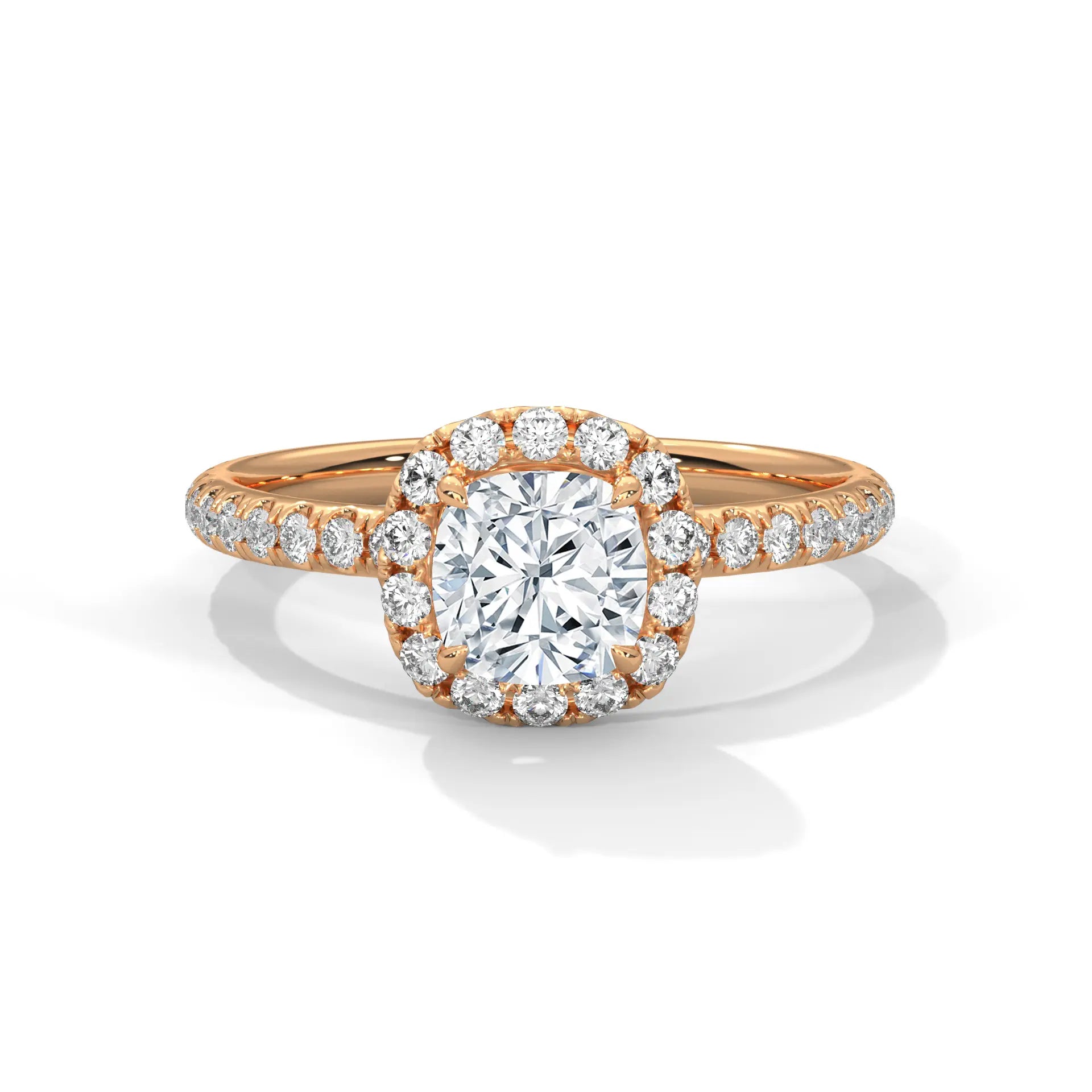 MJBS42 - Brilliant Cushion Center Stone Shimmering Border Band