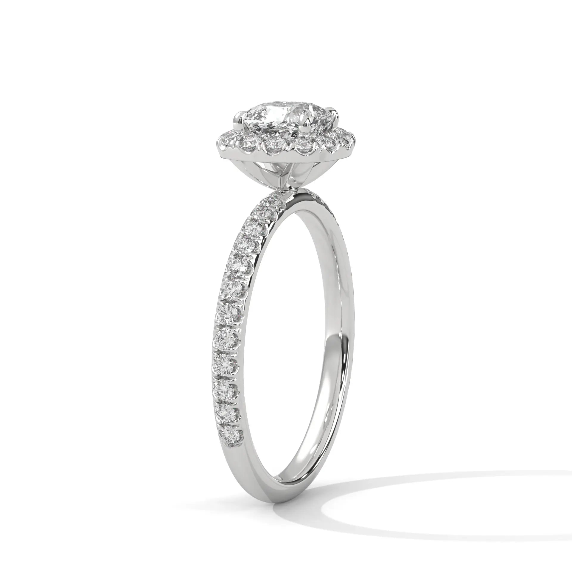 MJBS42 - Brilliant Cushion Center Stone Shimmering Border Band