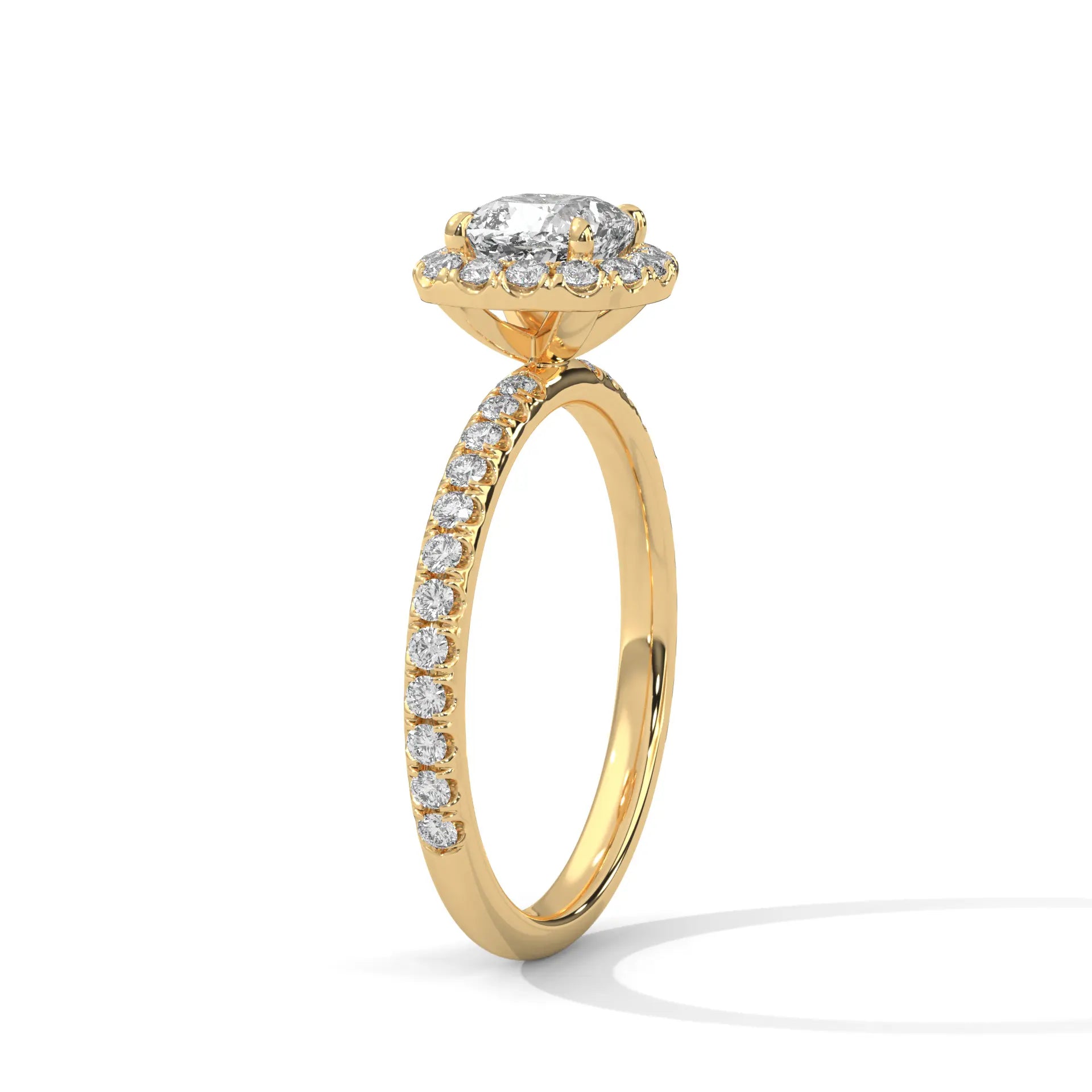 MJBS42 - Brilliant Cushion Center Stone Shimmering Border Band