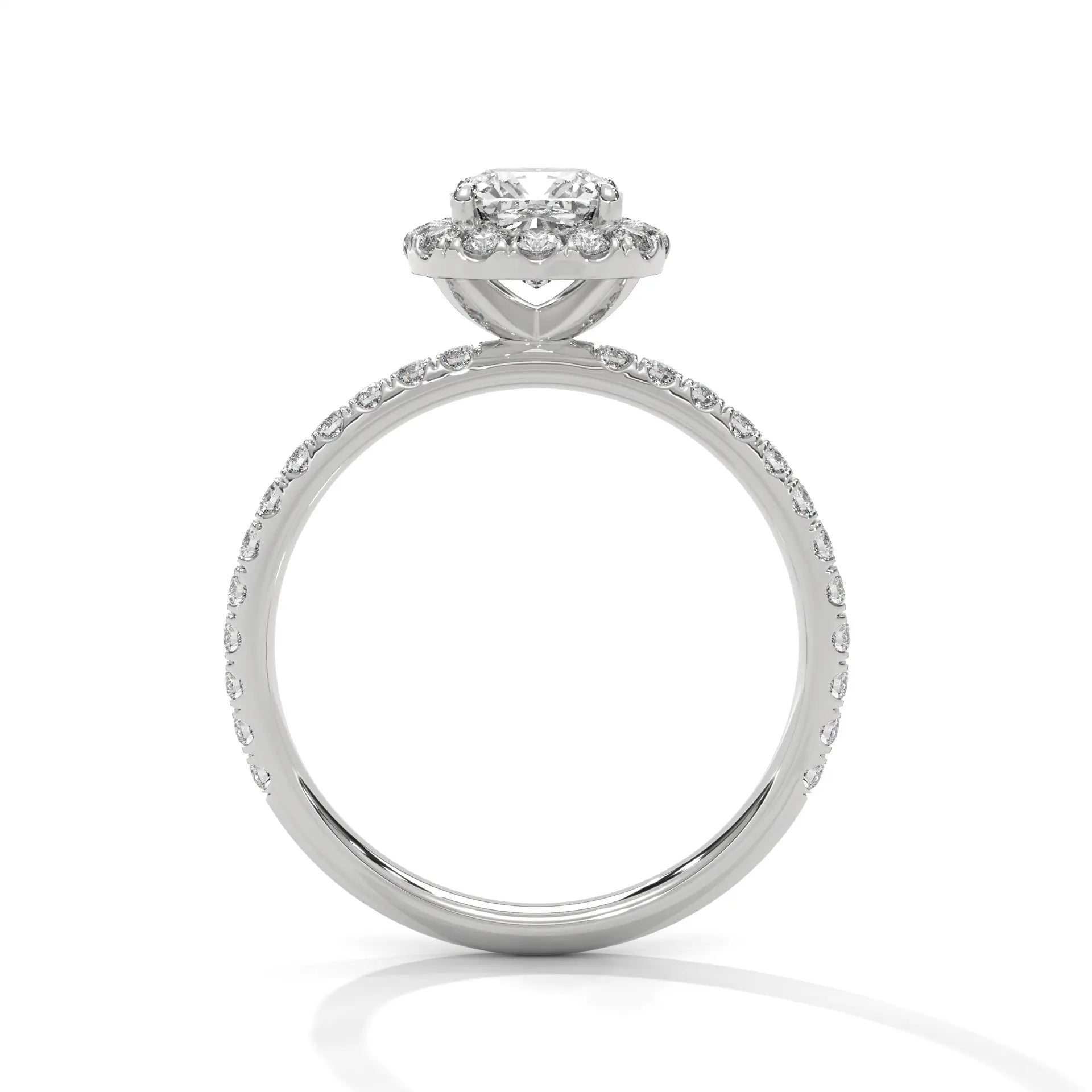 MJBS42 - Brilliant Cushion Center Stone Shimmering Border Band