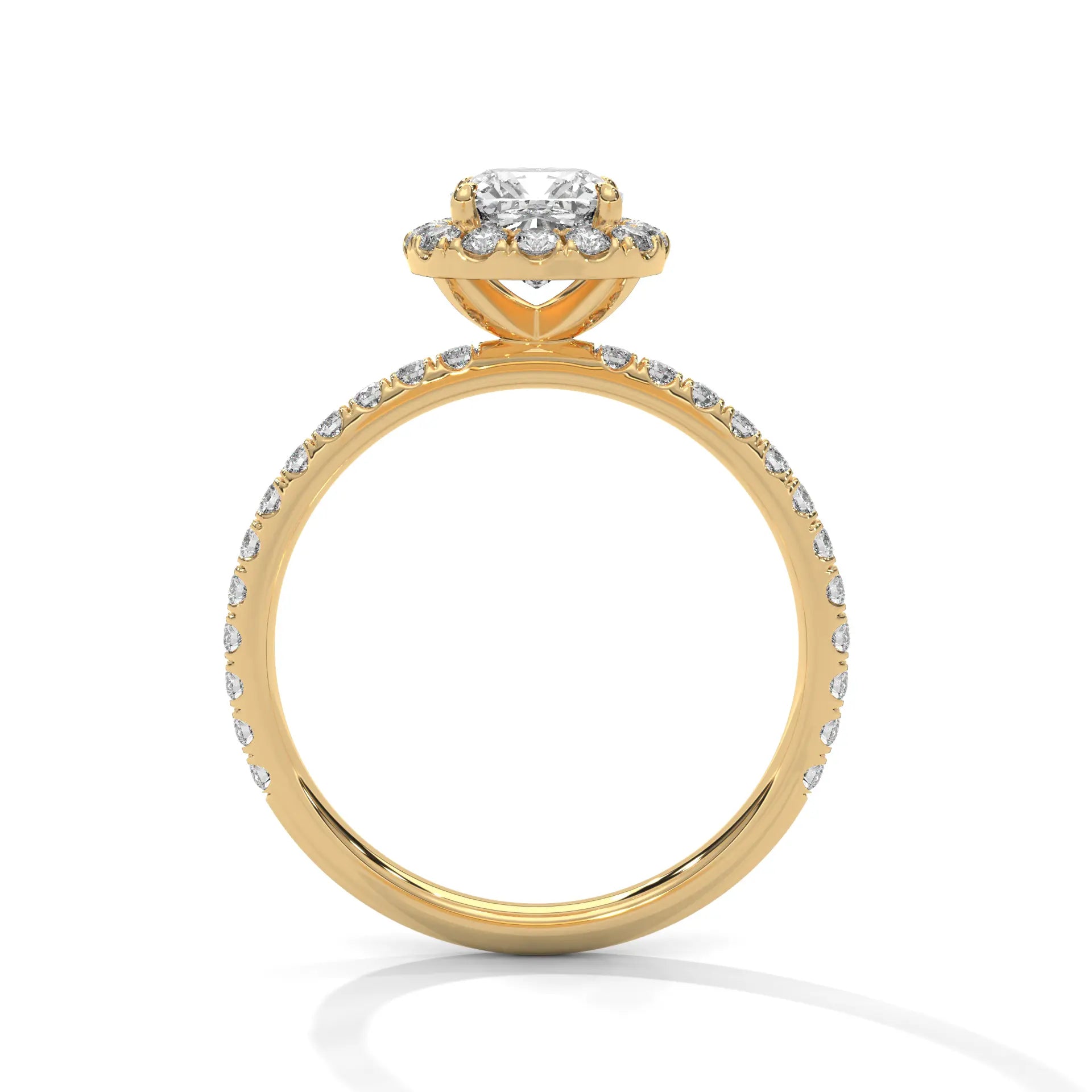 MJBS42 - Brilliant Cushion Center Stone Shimmering Border Band