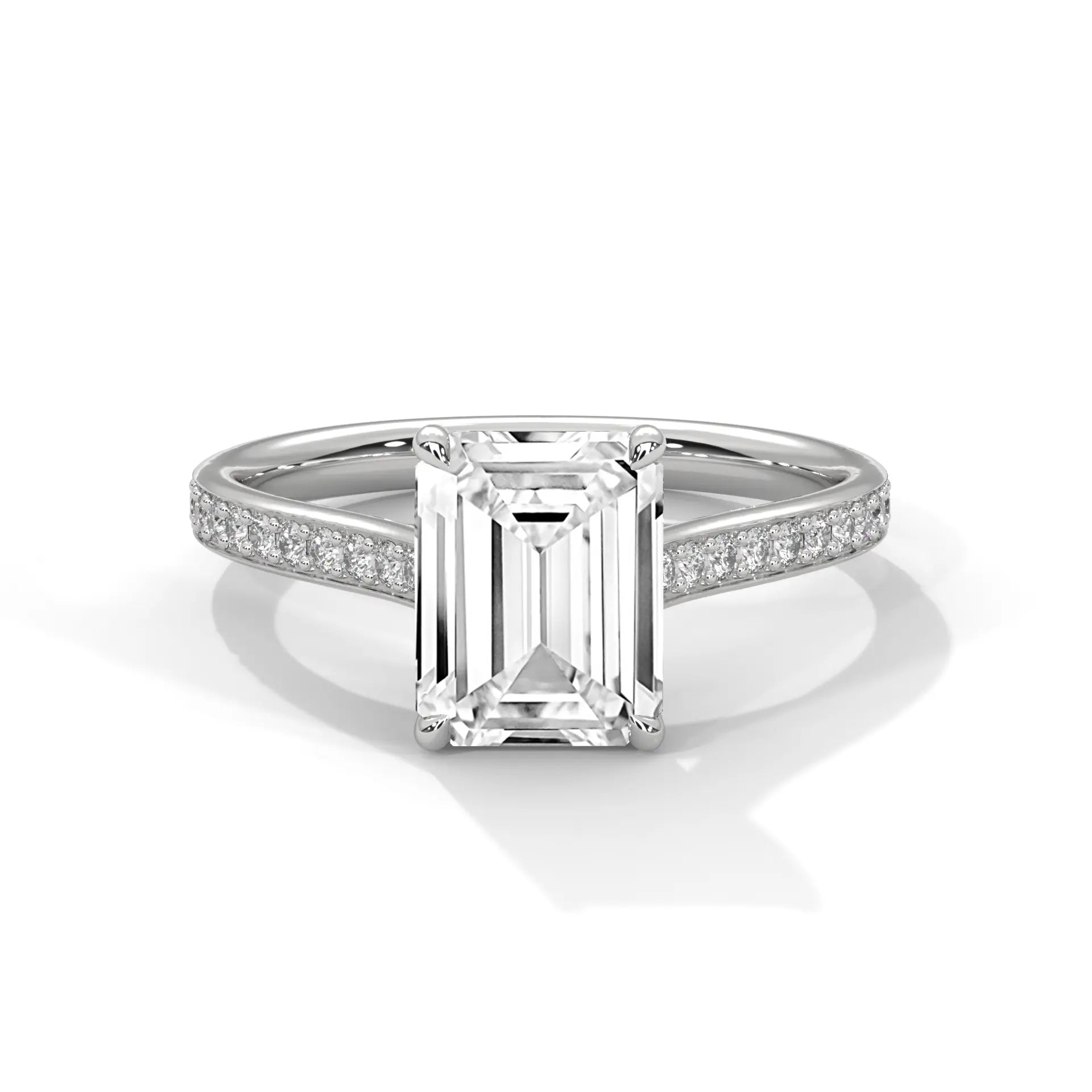 MJBS15 - Radiant Emerald Cut Contemporary Pavé Band