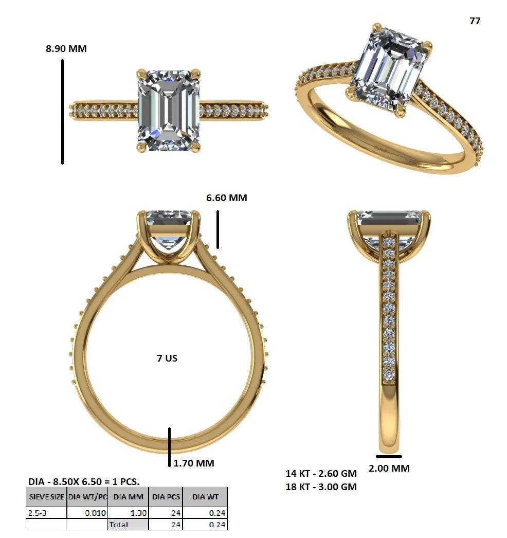 MJBS15 - Radiant Emerald Cut Contemporary Pavé Band