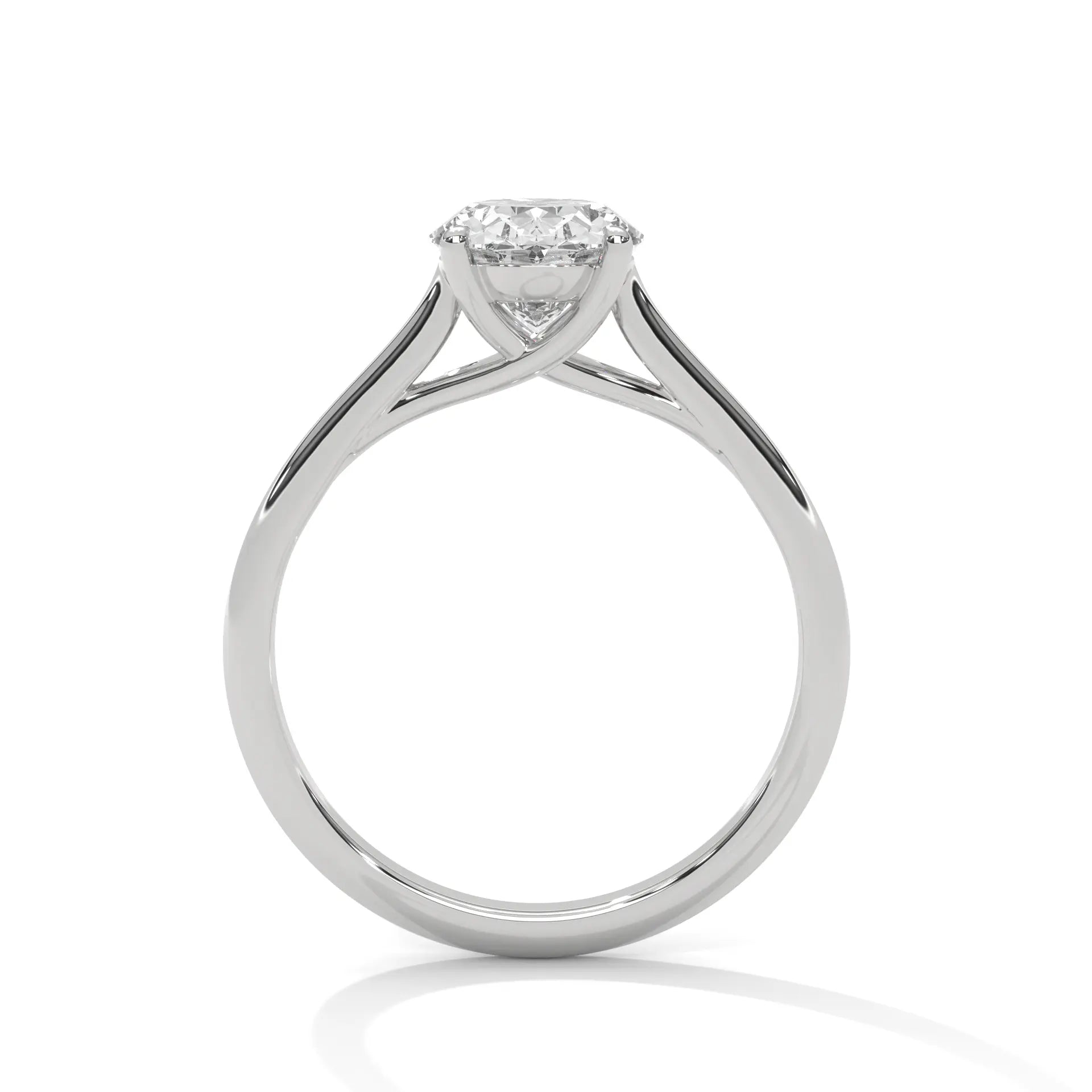 MJBS7 - Oval Solitaire Engagement Ring with Polished Band