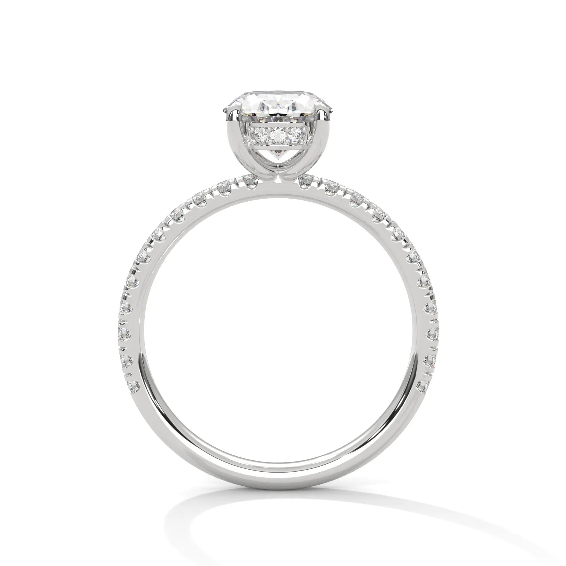 MJBS31 - Oval Cut Pavé Solitaire with Hidden Halo