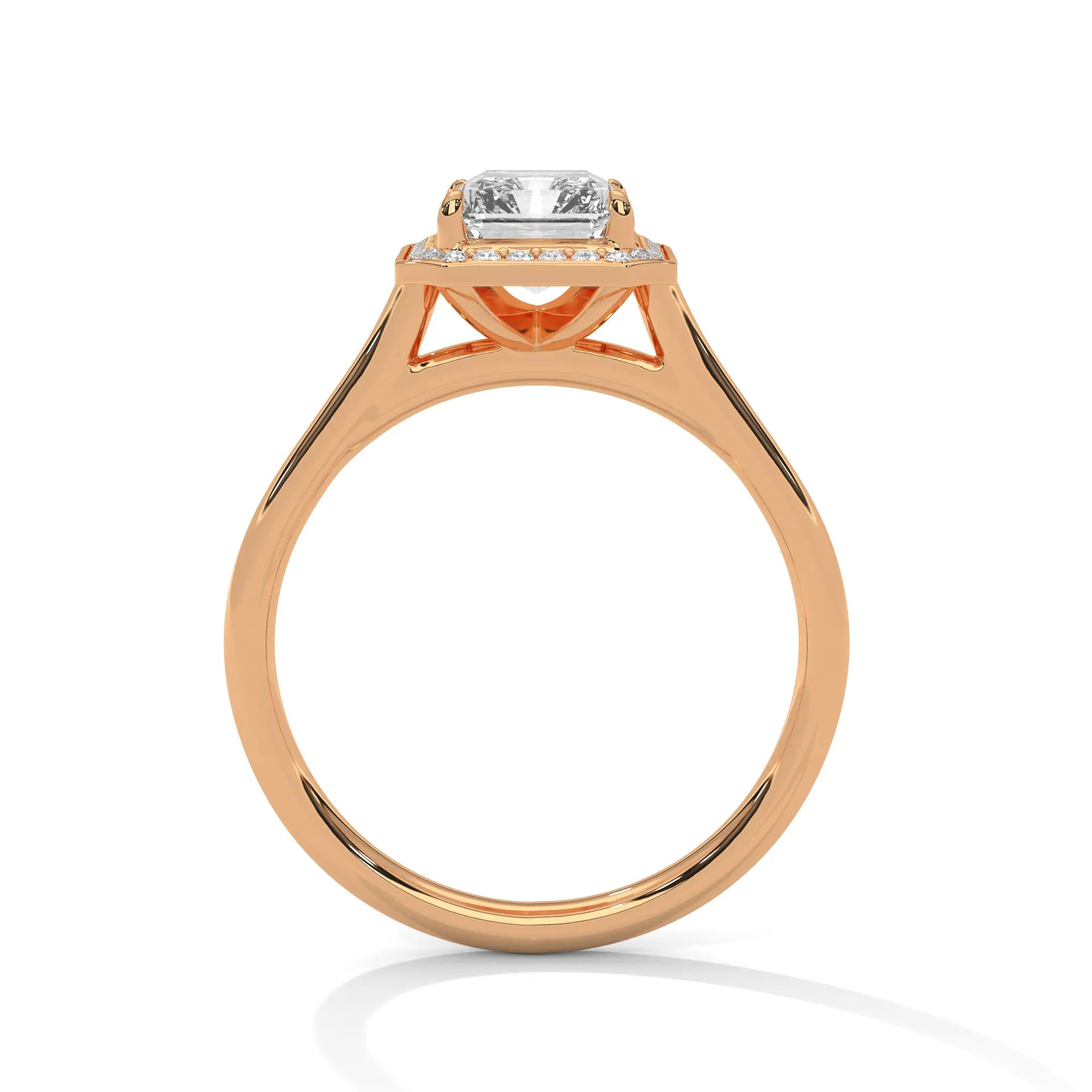 MJBS24 - Four-Prong Emerald Shape Halo Ring