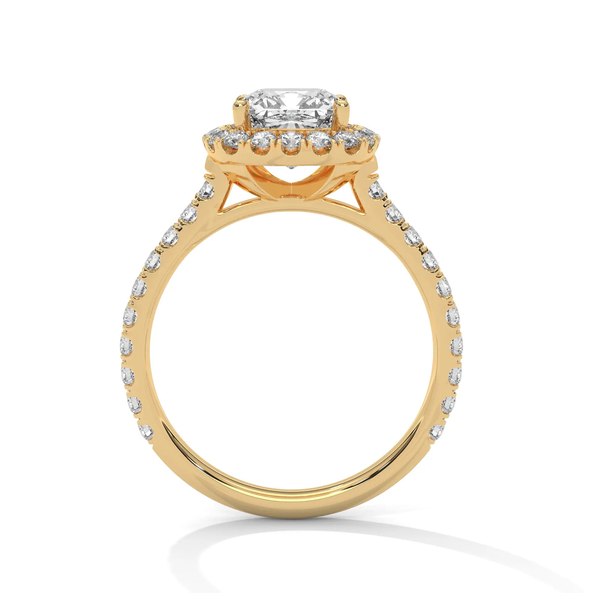 MJBS29 - Cathedral Style Cushion Halo Accent Wedding Ring