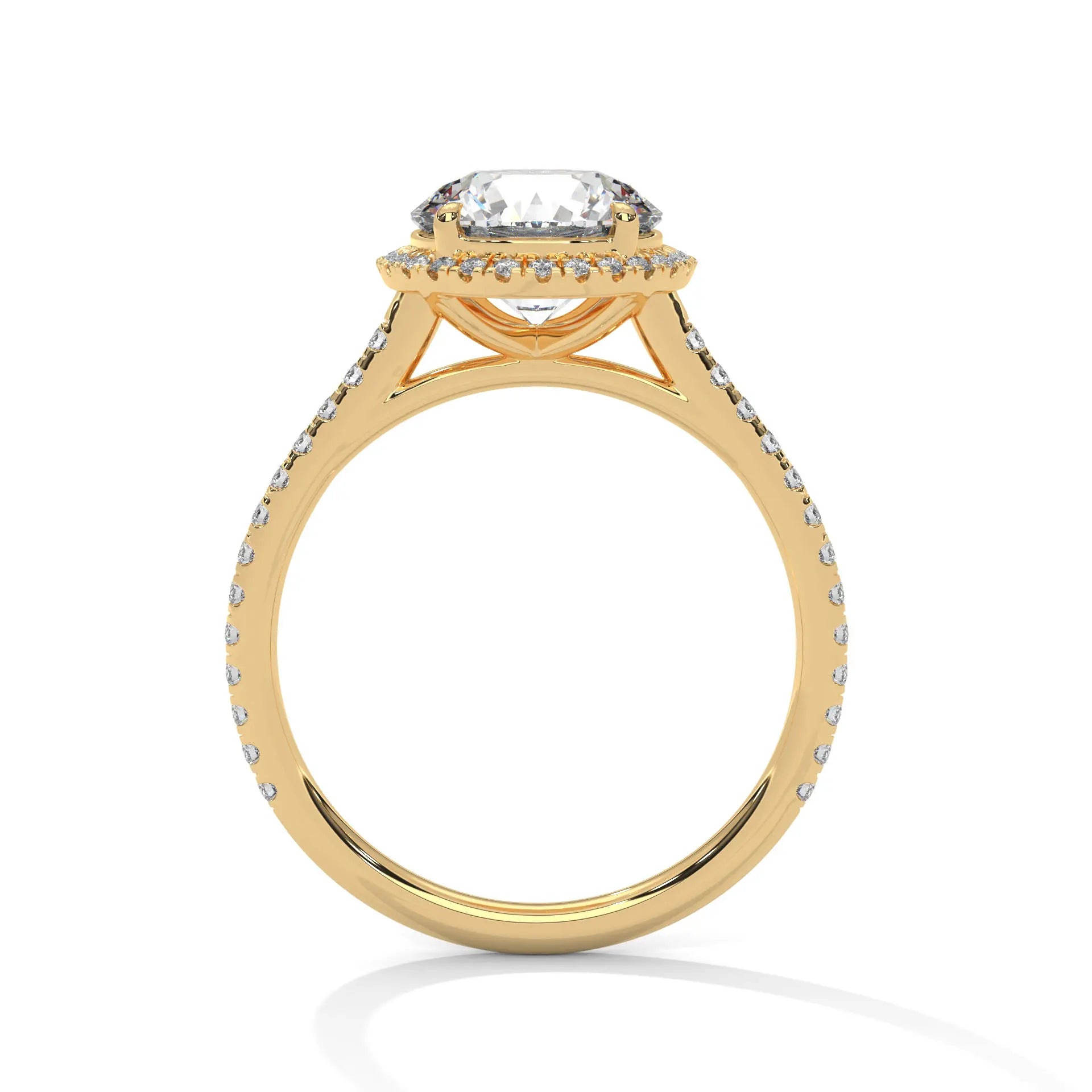 MJBS14 - Round French Pavé Halo Engagement Ring