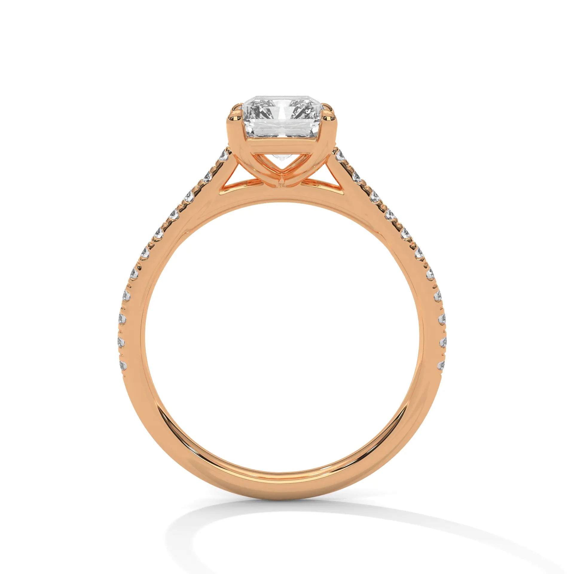 MJBS21 - Emerald Cut Pavé Solitaire Engagement Ring
