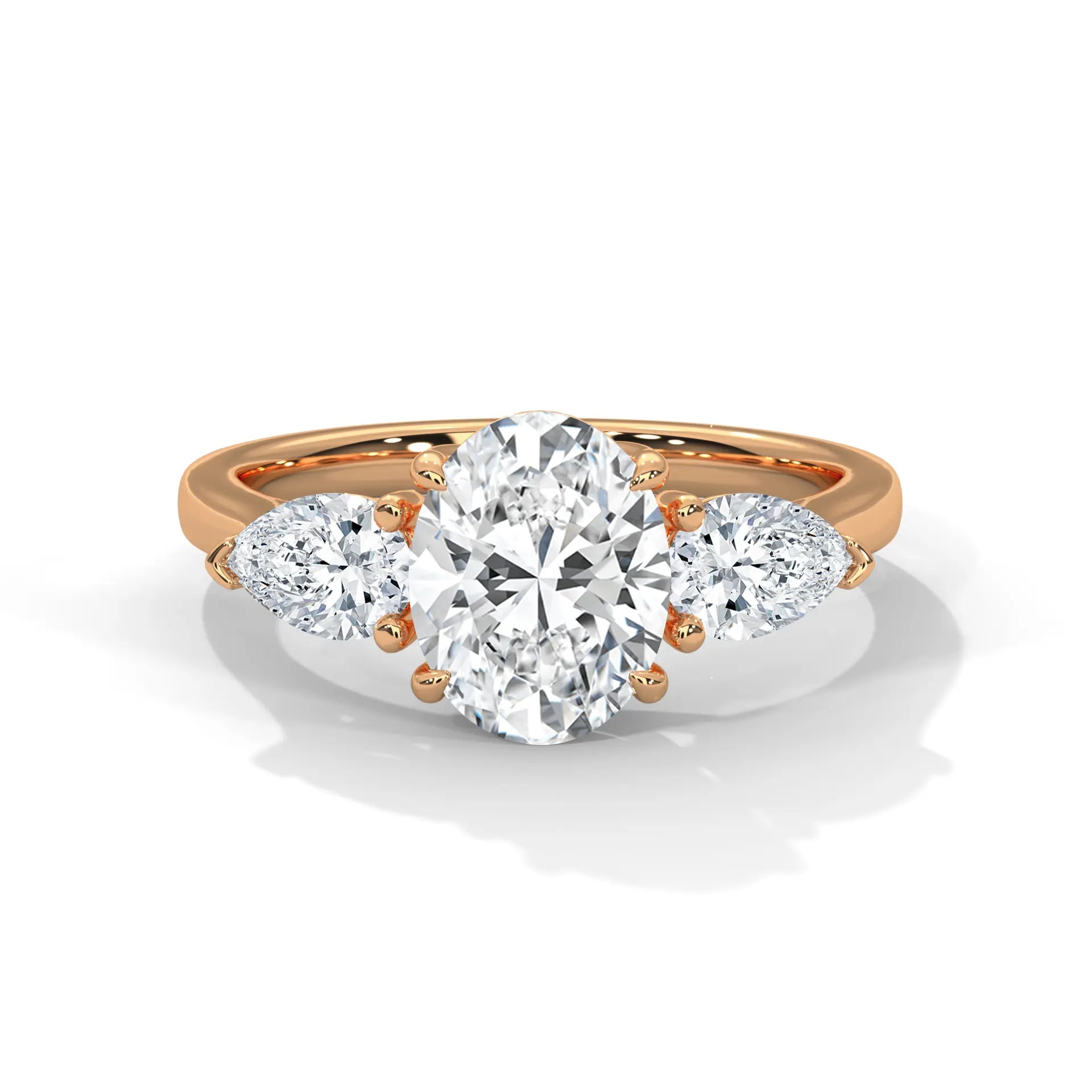 MJBS45 - Oval Cut Solitaire with Pear Shape Side Stones