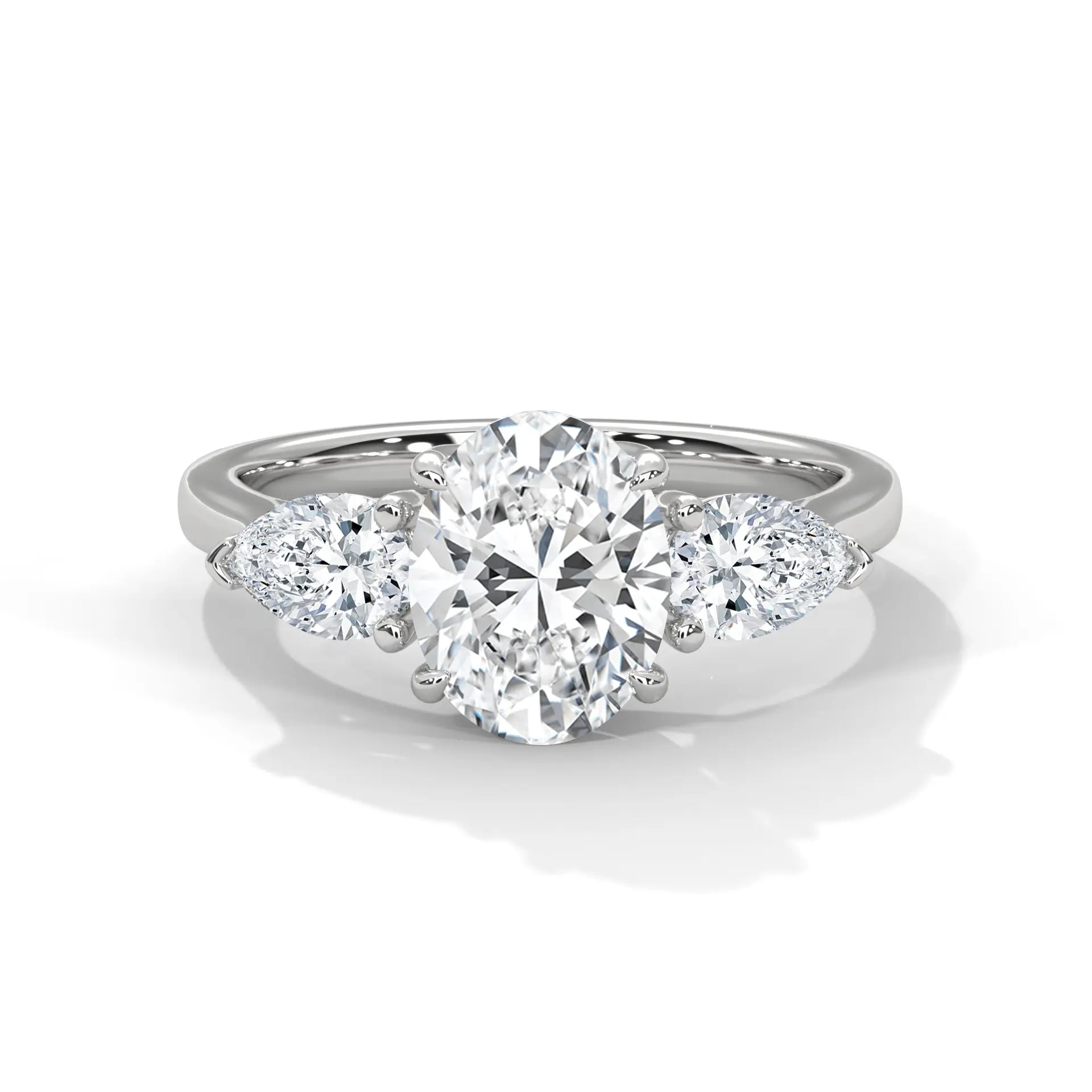 MJBS45 - Oval Cut Solitaire with Pear Shape Side Stones