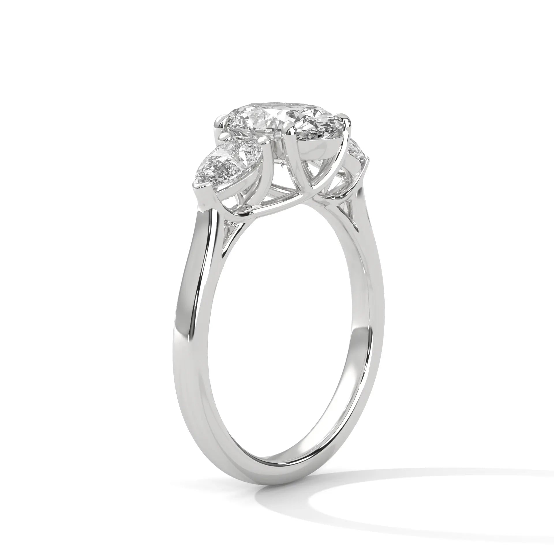 MJBS45 - Oval Cut Solitaire with Pear Shape Side Stones