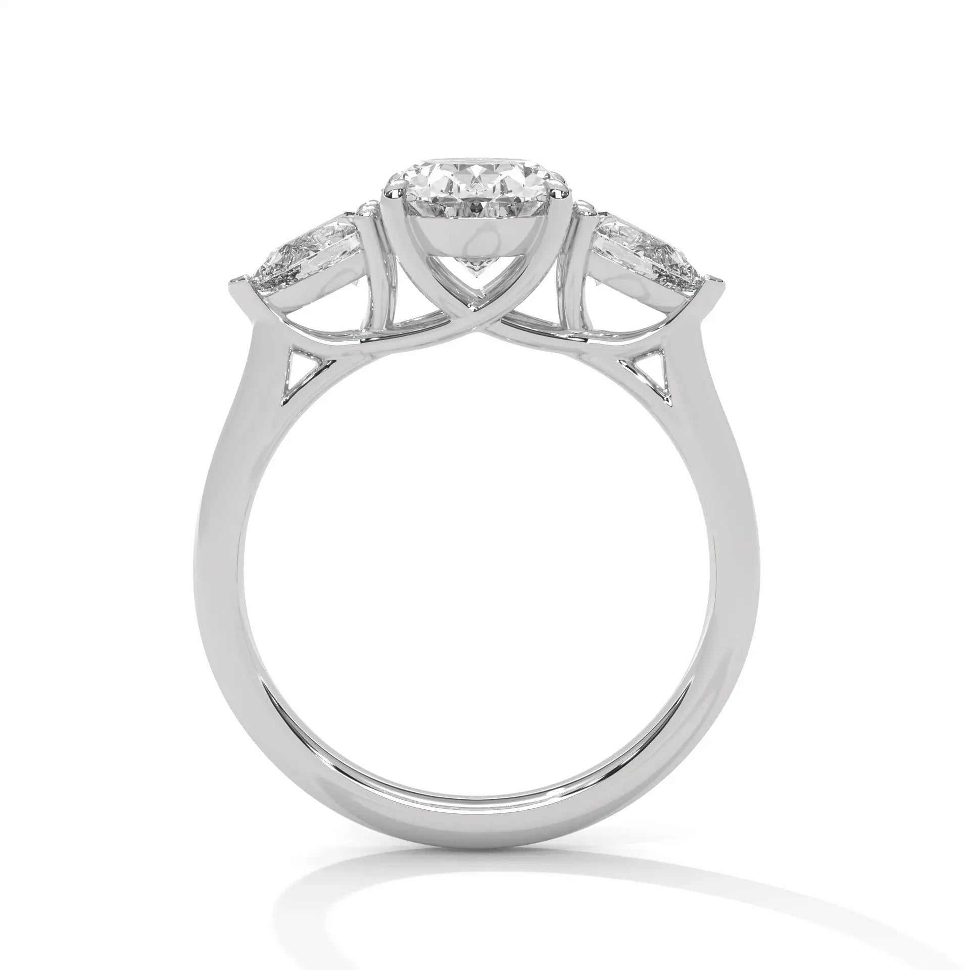 MJBS45 - Oval Cut Solitaire with Pear Shape Side Stones