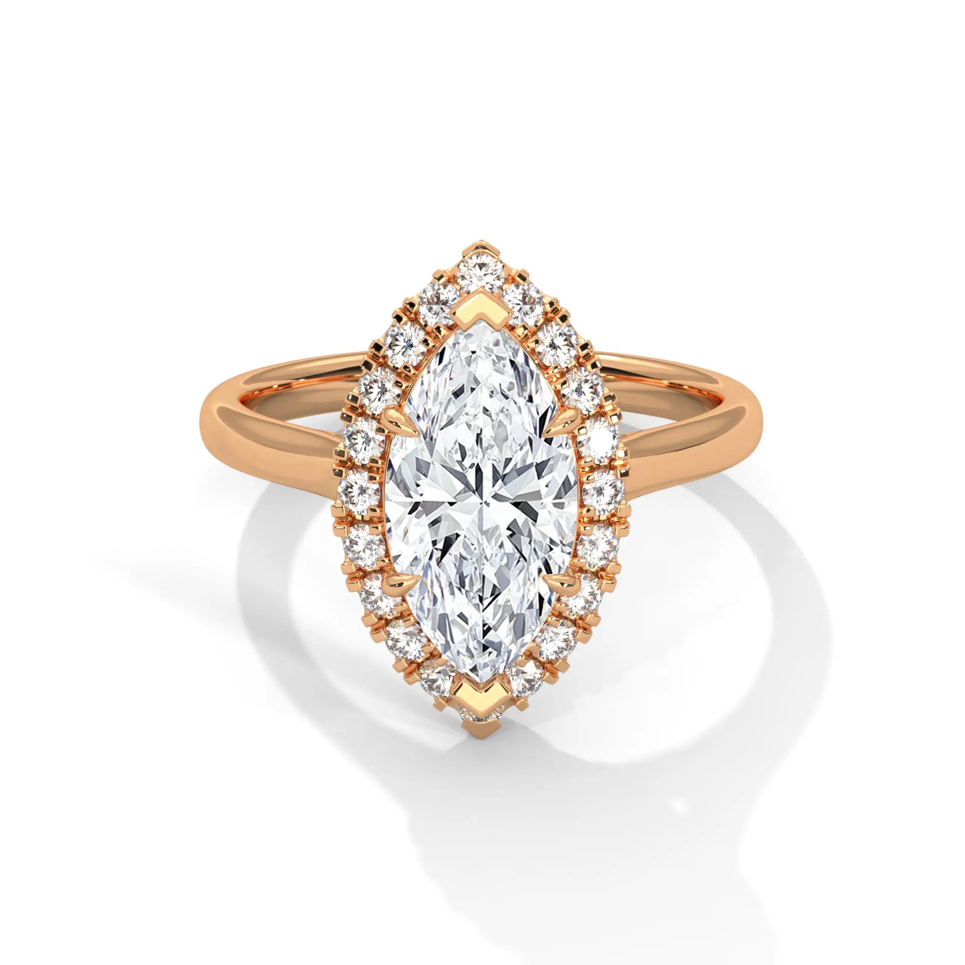 MJBS47 - Marquise Cut Classic Halo Engagement Ring