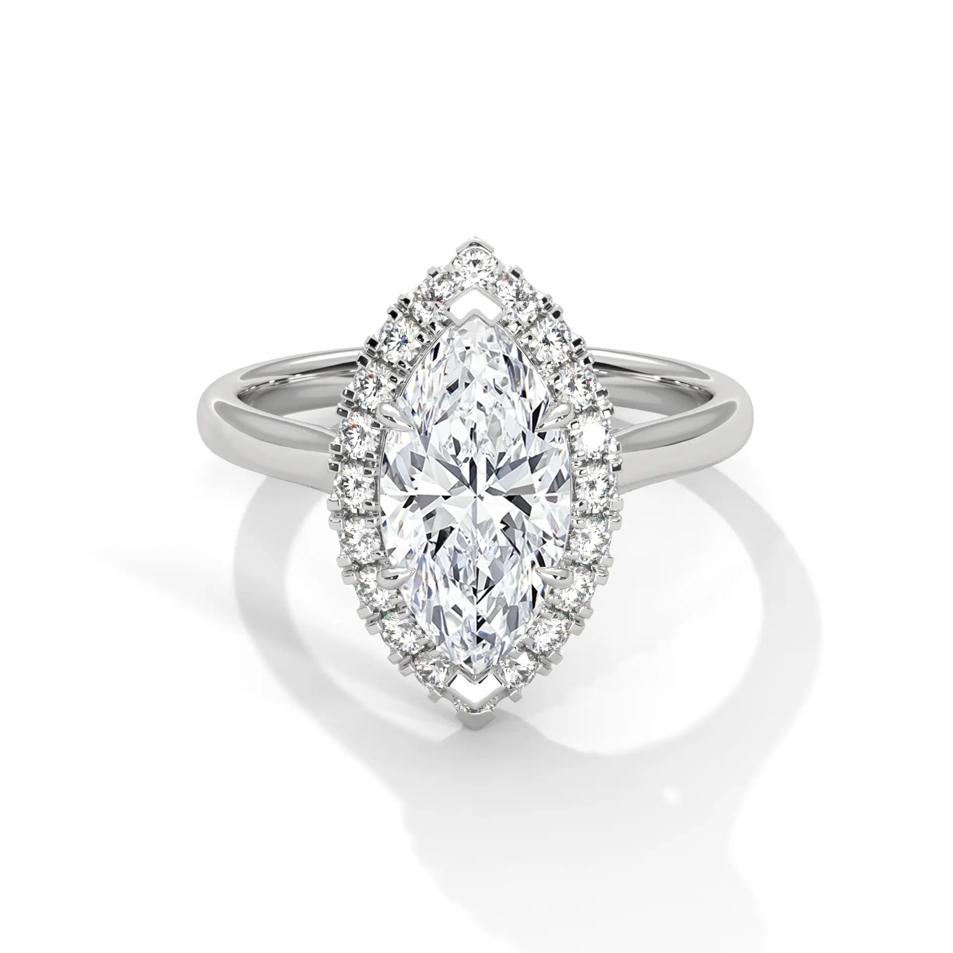 MJBS47 - Marquise Cut Classic Halo Engagement Ring