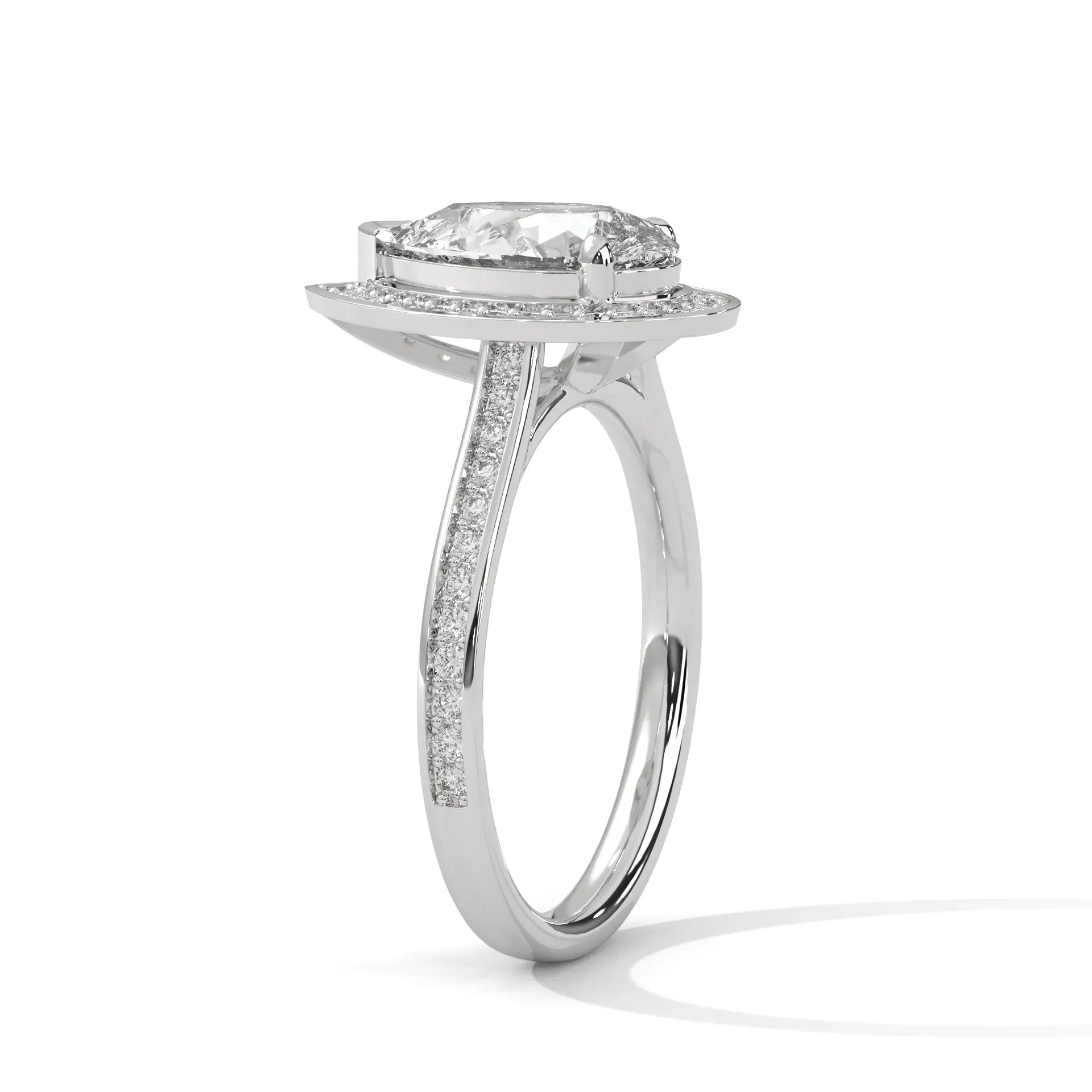 MJBS6 - Multi-Row Teardrop Framing Pave Accent Ring