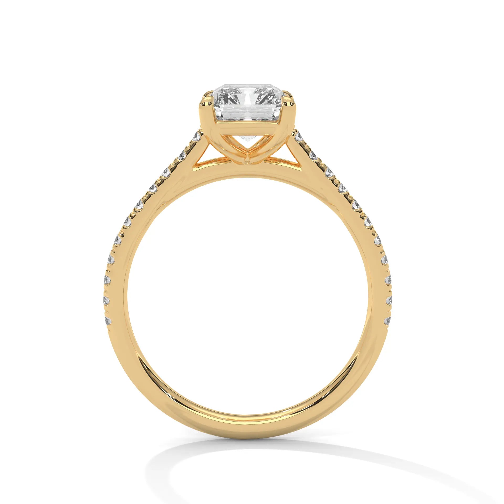 MJBS21 - Emerald Cut Pavé Solitaire Engagement Ring