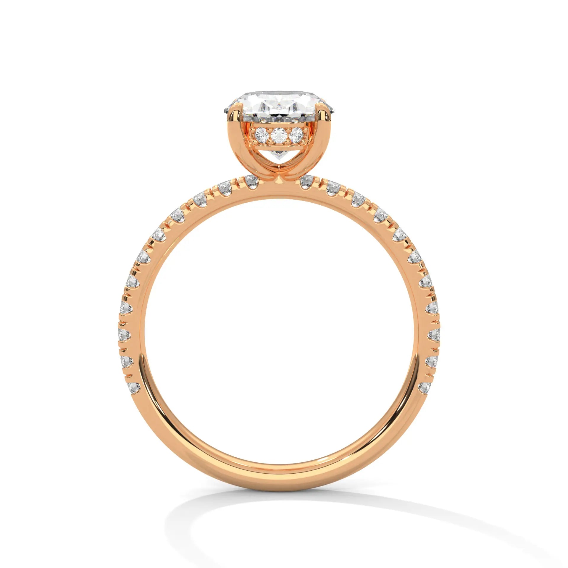 MJBS31 - Oval Cut Pavé Solitaire with Hidden Halo