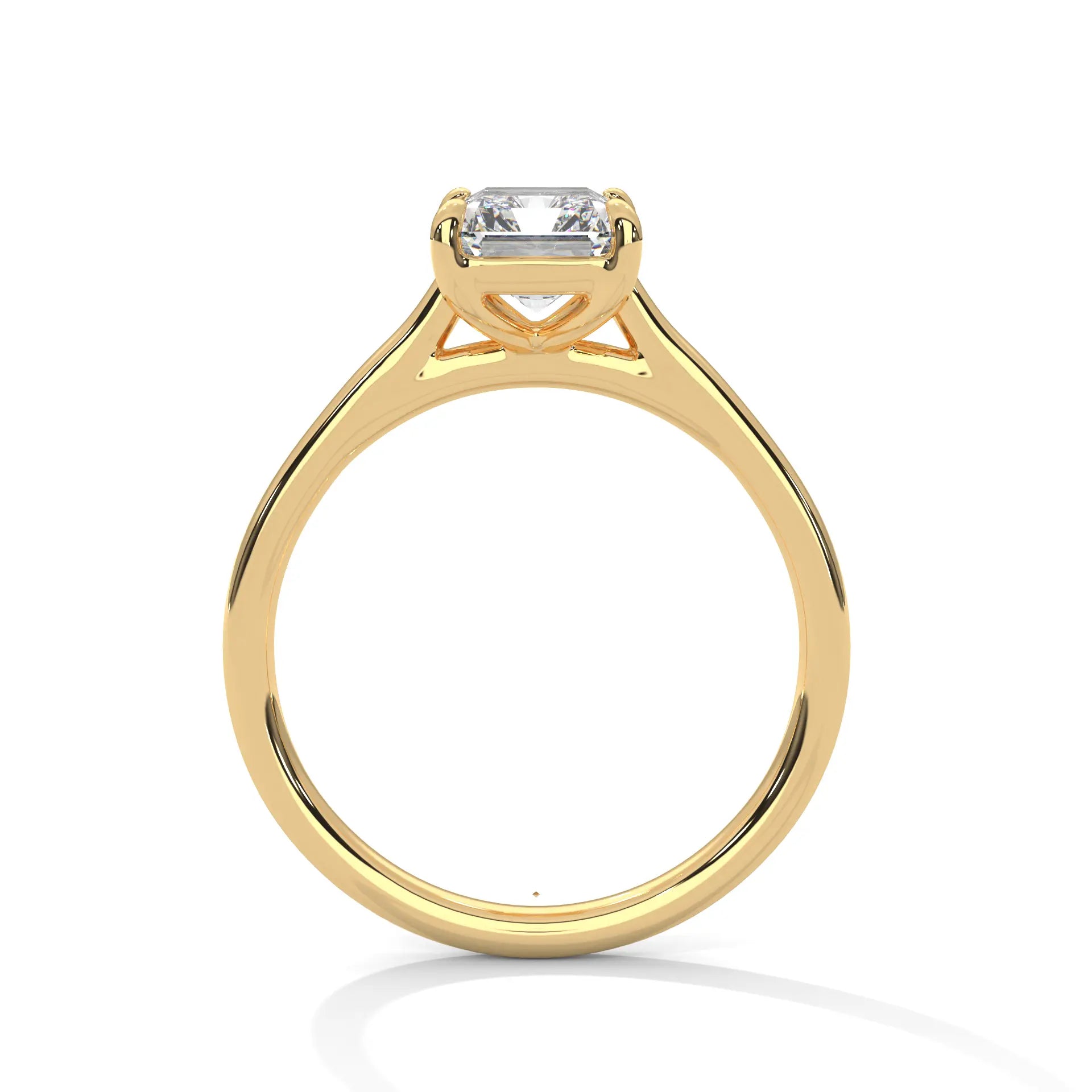 MJBS18 - Emerald Cut Solitaire Engagement Ring with Polished Band