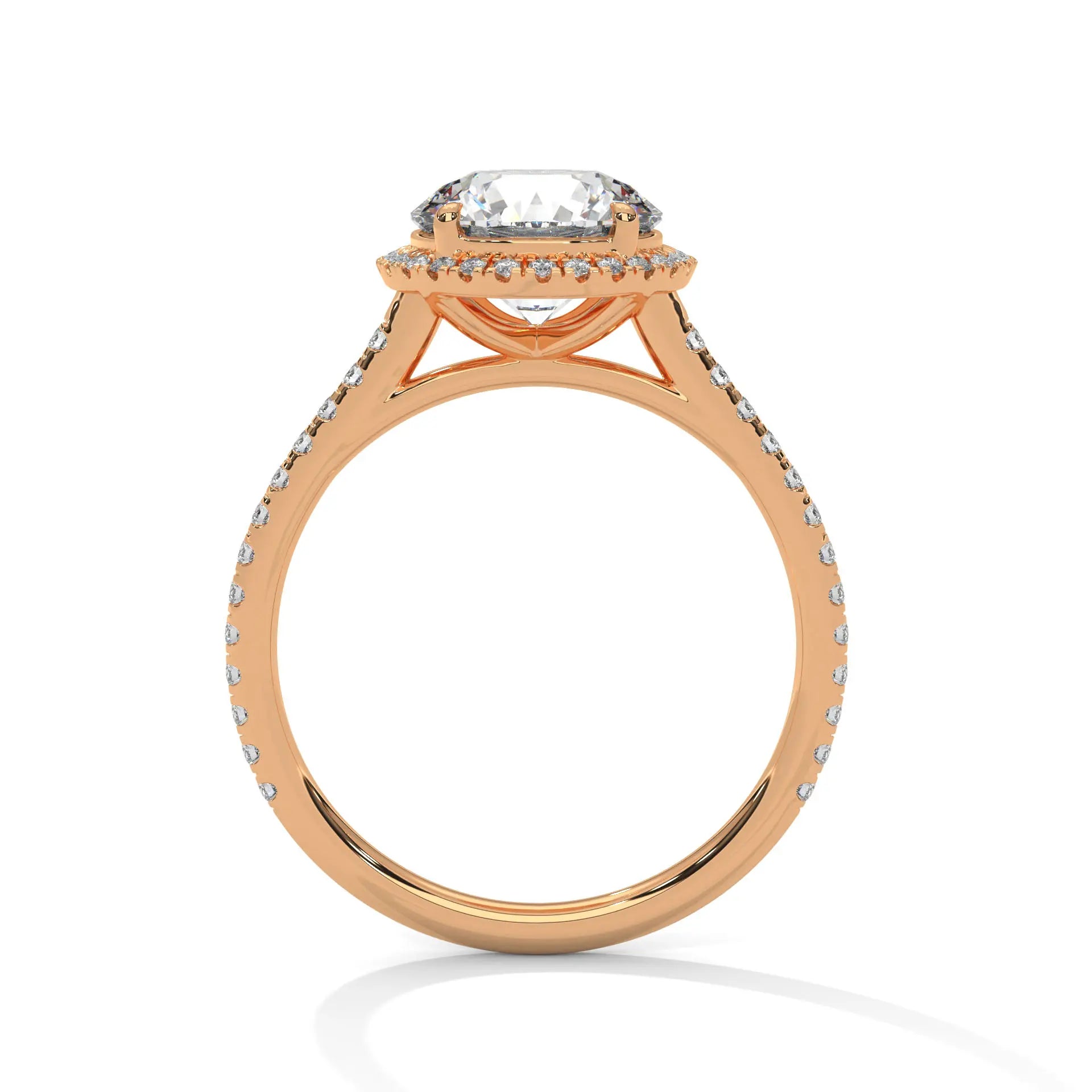 MJBS14 - Round French Pavé Halo Engagement Ring