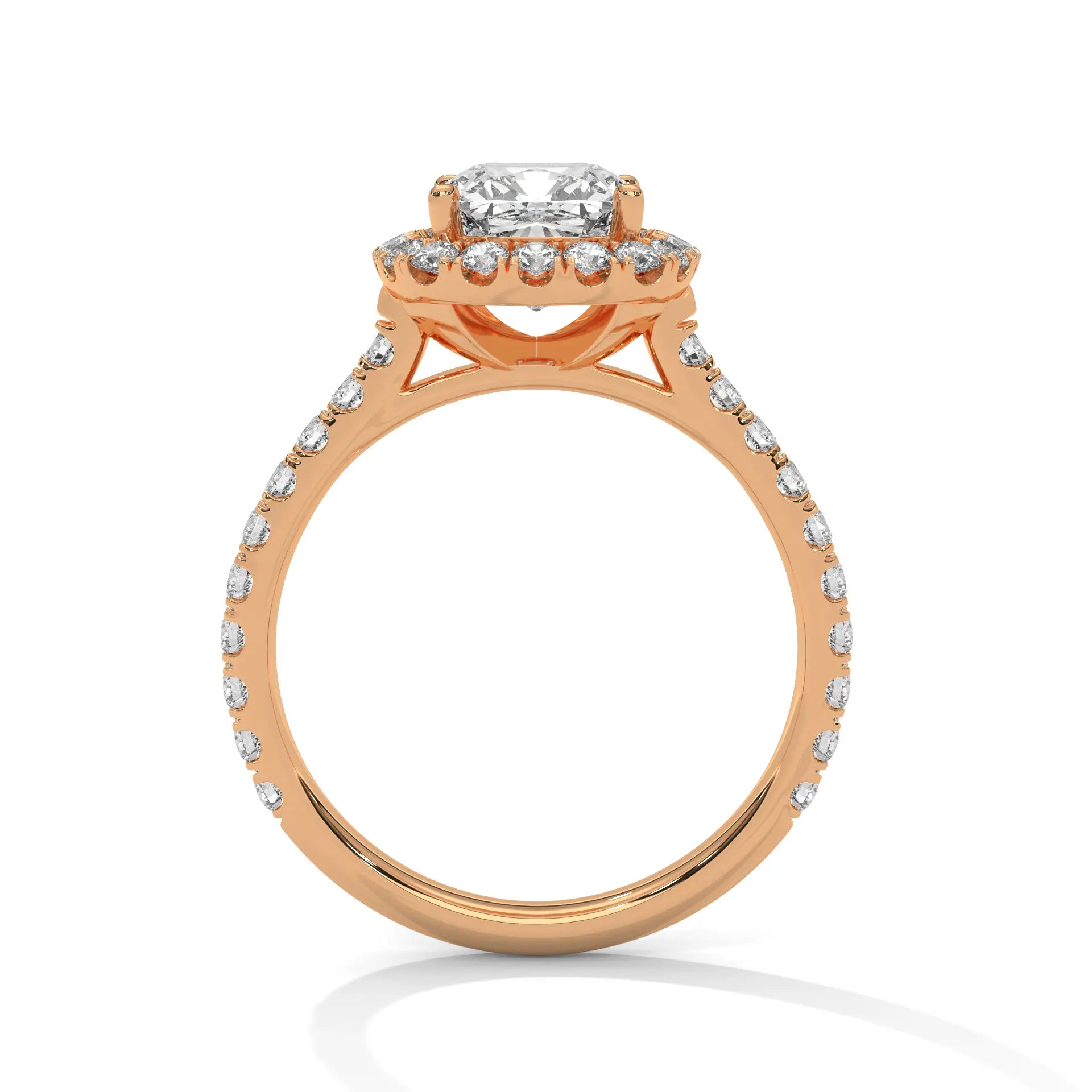 MJBS29 - Cathedral Style Cushion Halo Accent Wedding Ring