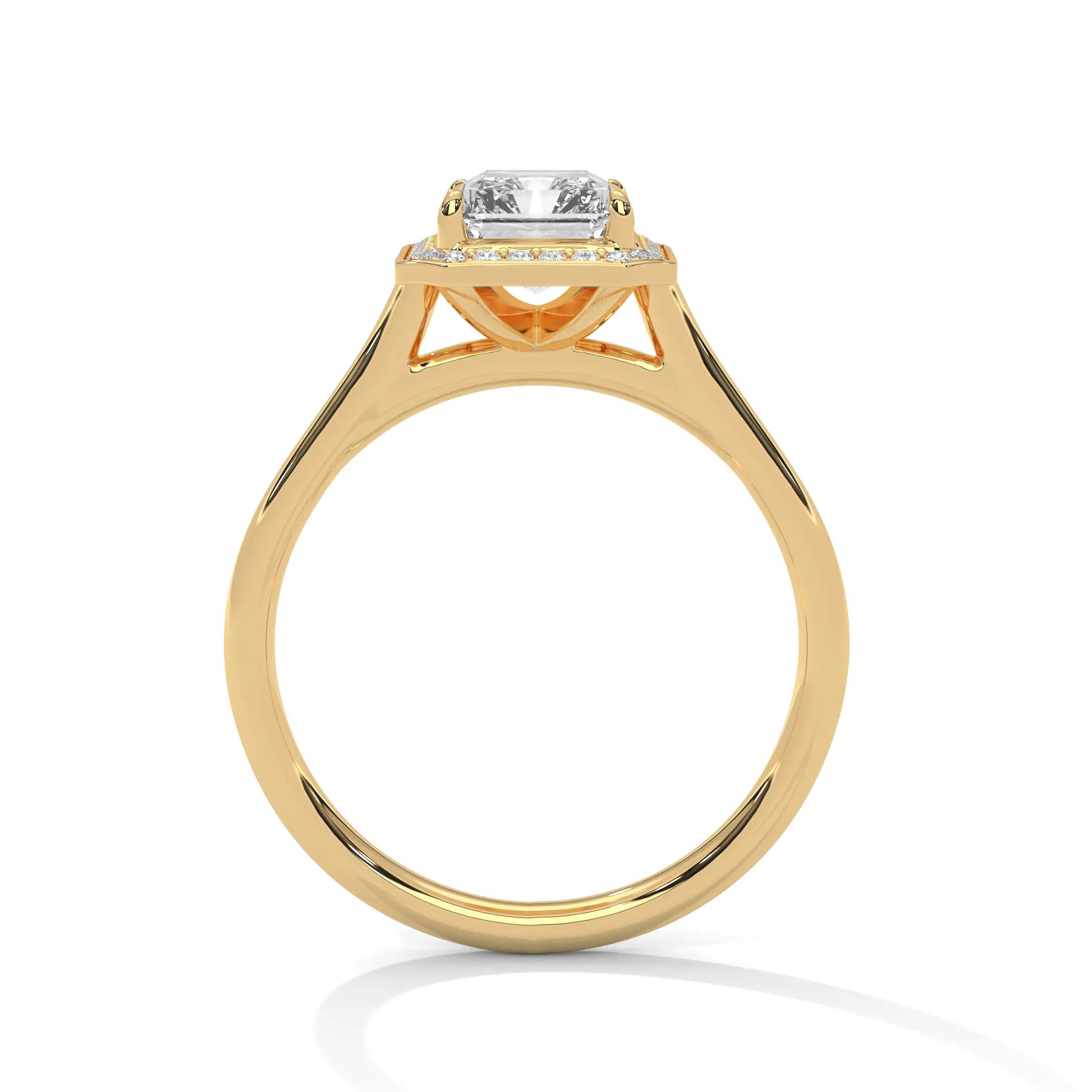 MJBS24 - Four-Prong Emerald Shape Halo Ring