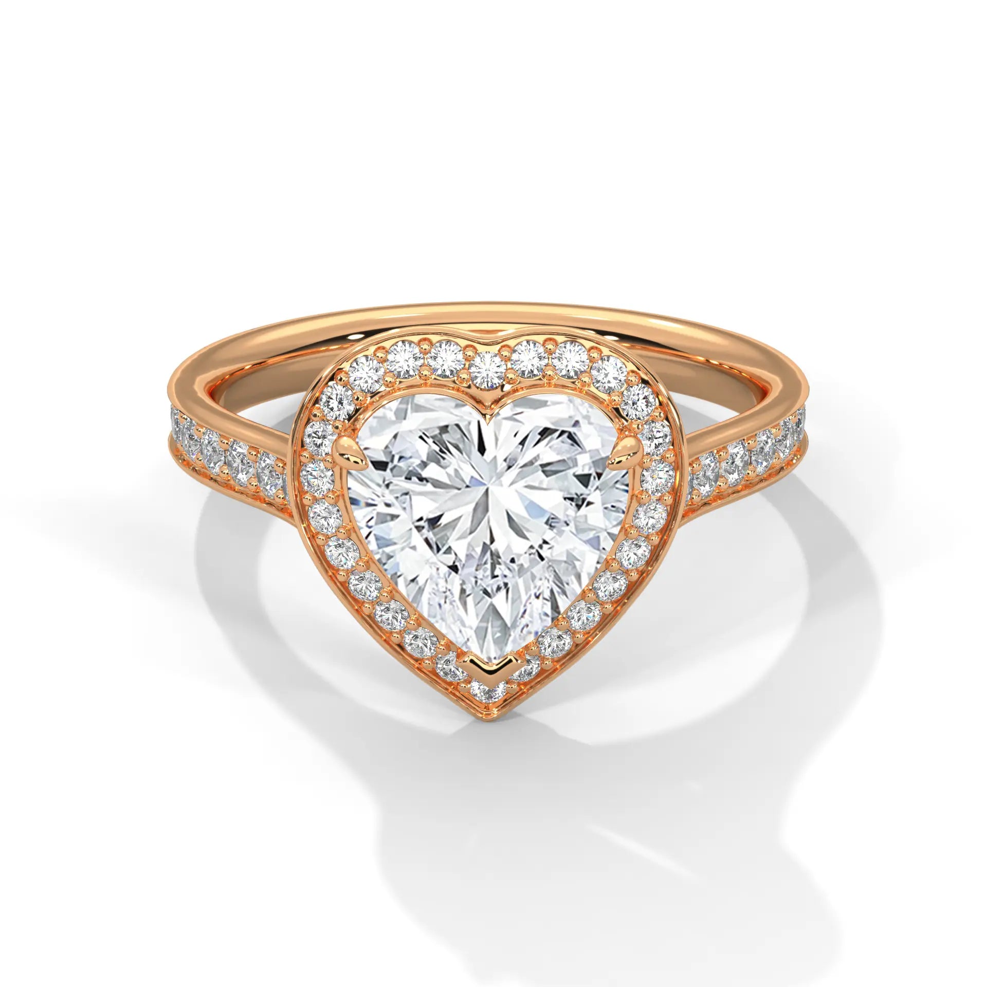 MJBS50 - Heart Cut French Pavé Halo Engagement Ring