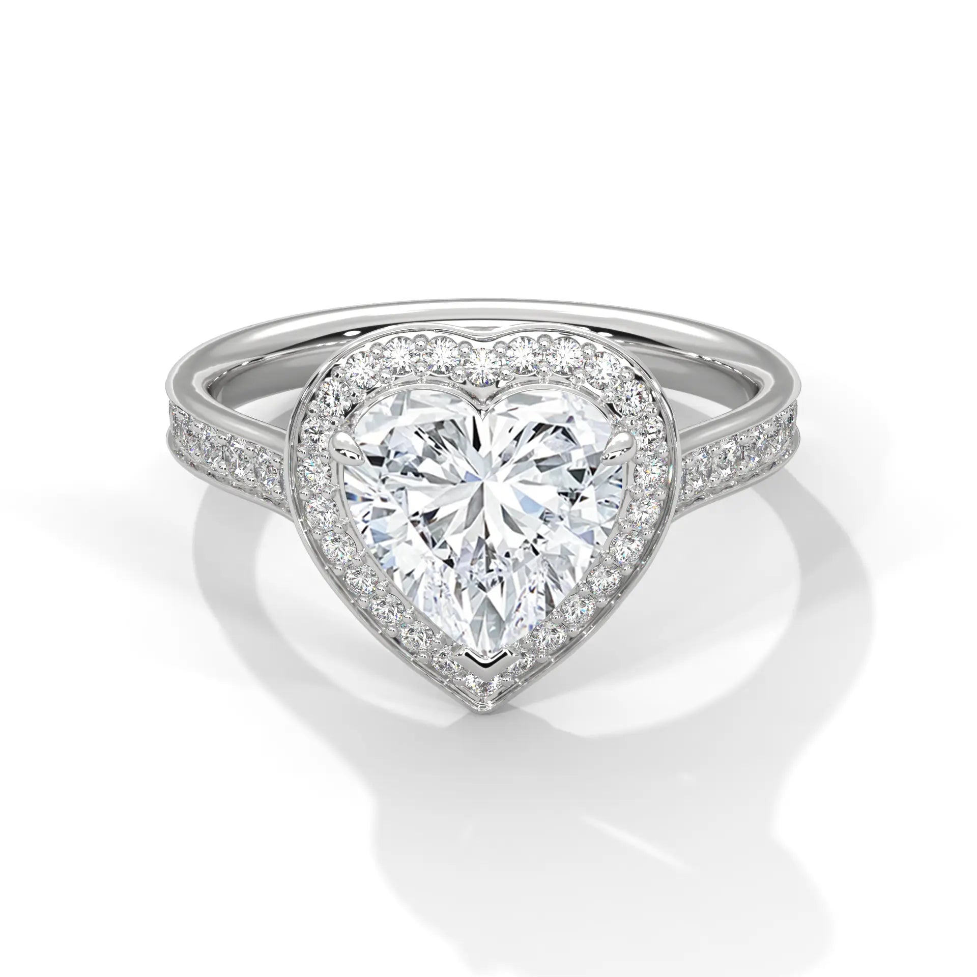 MJBS50 - Heart Cut French Pavé Halo Engagement Ring