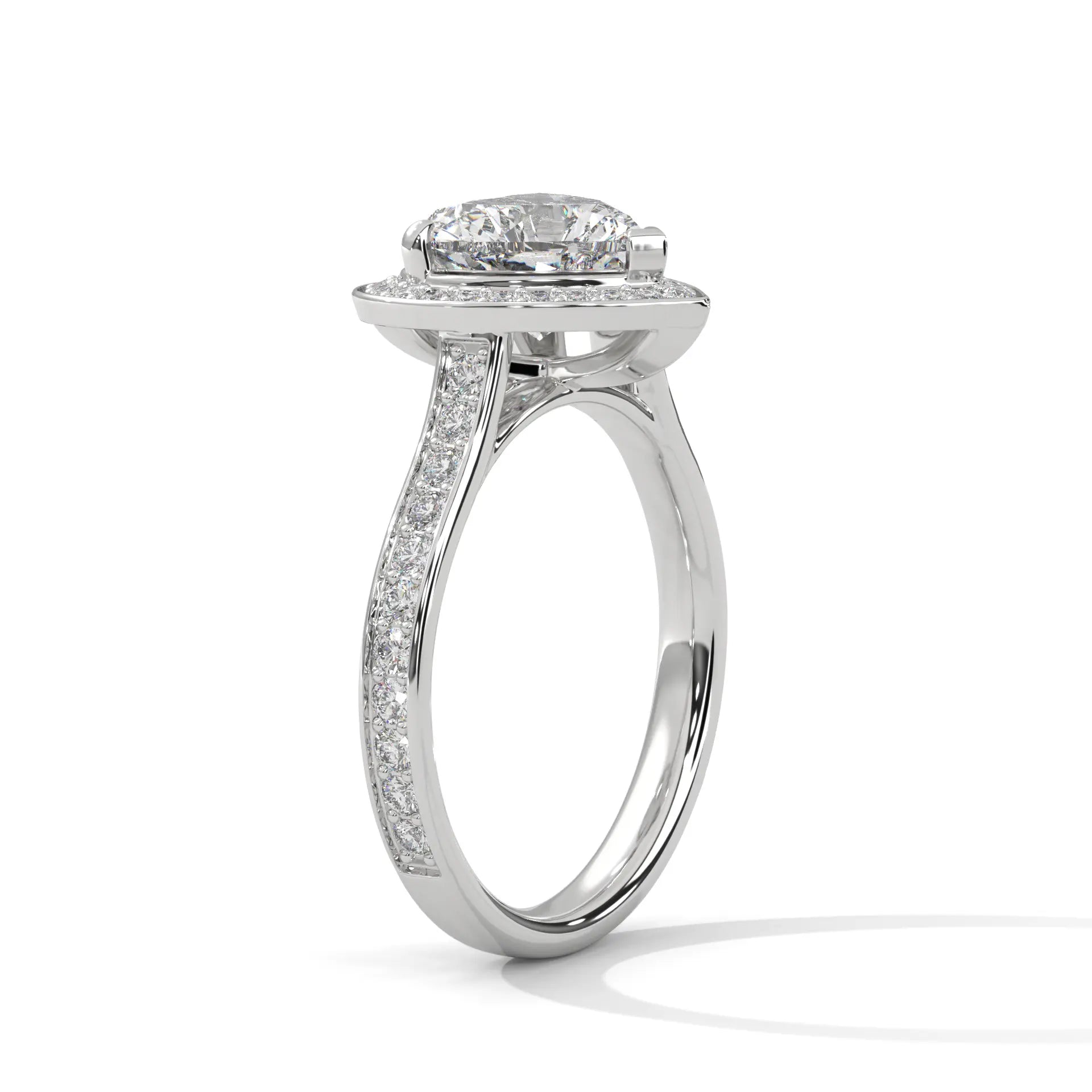 MJBS50 - Heart Cut French Pavé Halo Engagement Ring