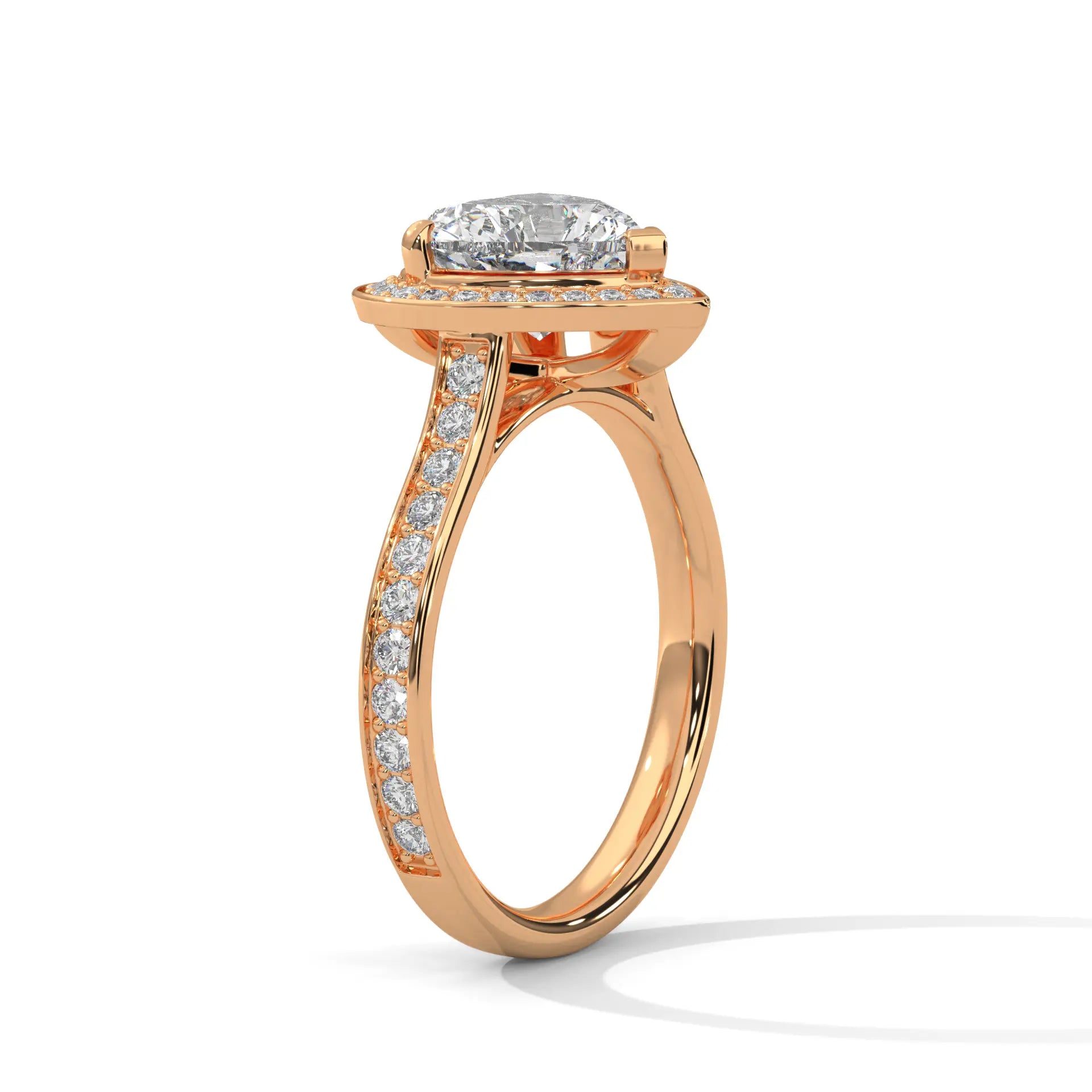 MJBS50 - Heart Cut French Pavé Halo Engagement Ring