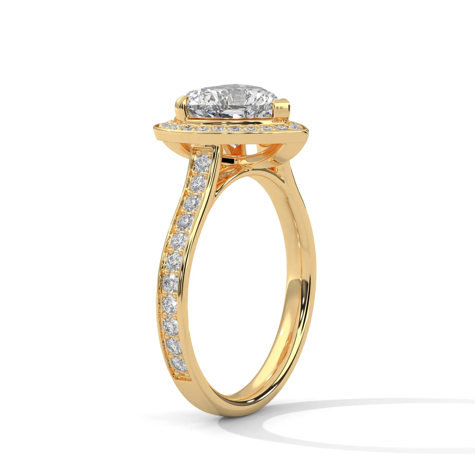MJBS50 - Heart Cut French Pavé Halo Engagement Ring